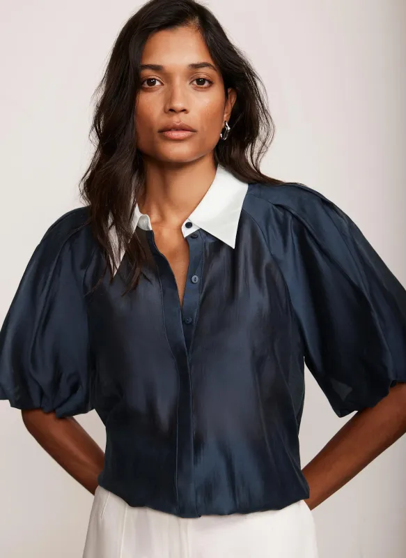 Navy Contrast Collar Shirt sold by Mint Velvet