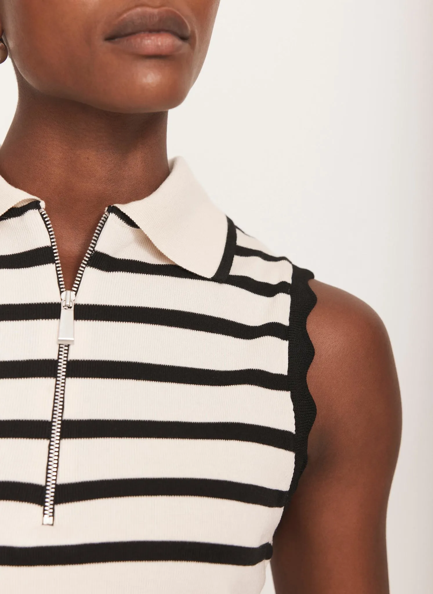 Neutral Striped Sleeveless Mini Dress sold by Mint Velvet product image thumbnail 5