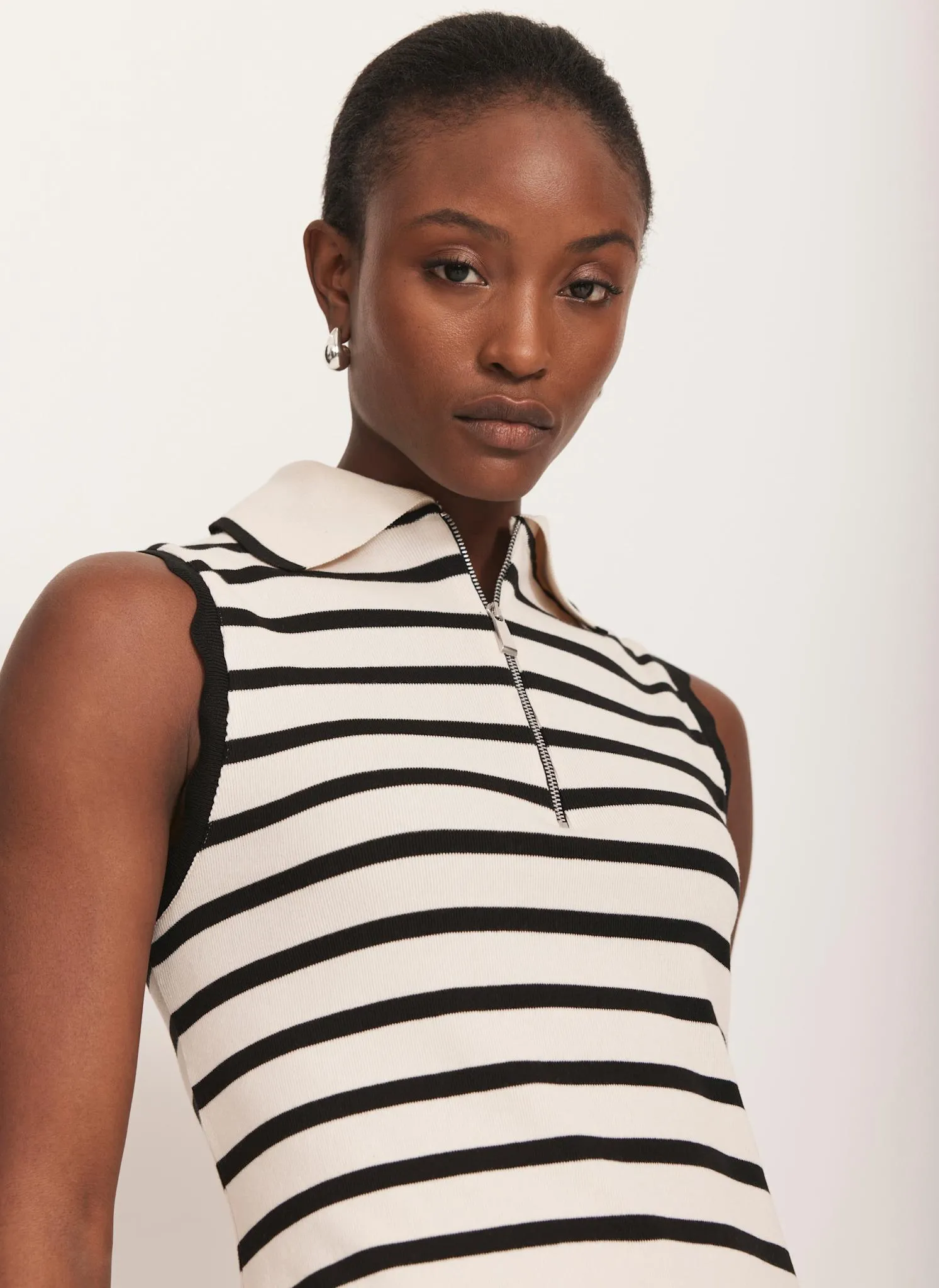 Neutral Striped Sleeveless Mini Dress sold by Mint Velvet product image thumbnail 3