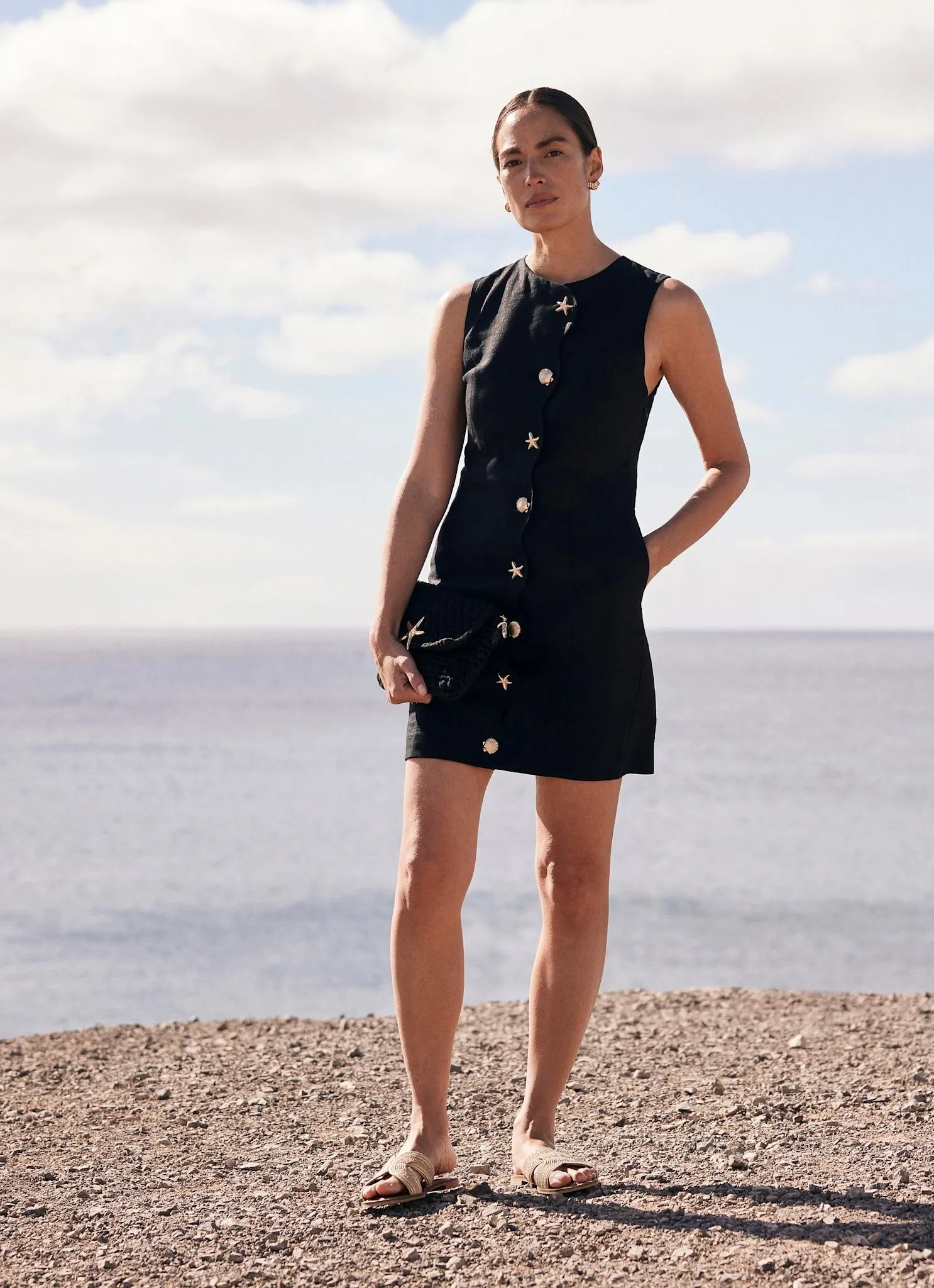 Black Linen Starfish Mini Dress sold by Mint Velvet product image thumbnail 5