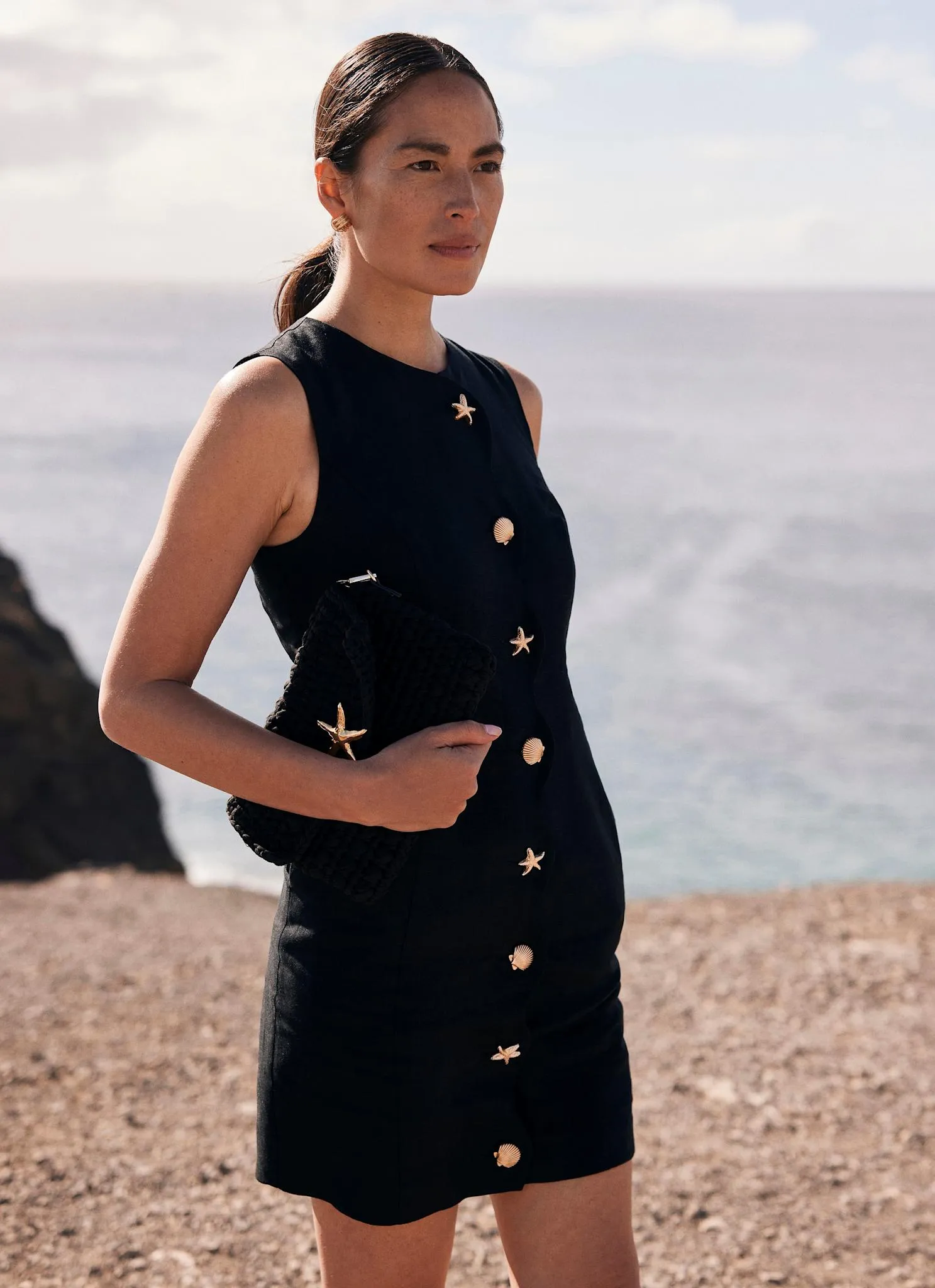 Black Linen Starfish Mini Dress sold by Mint Velvet product image thumbnail 3