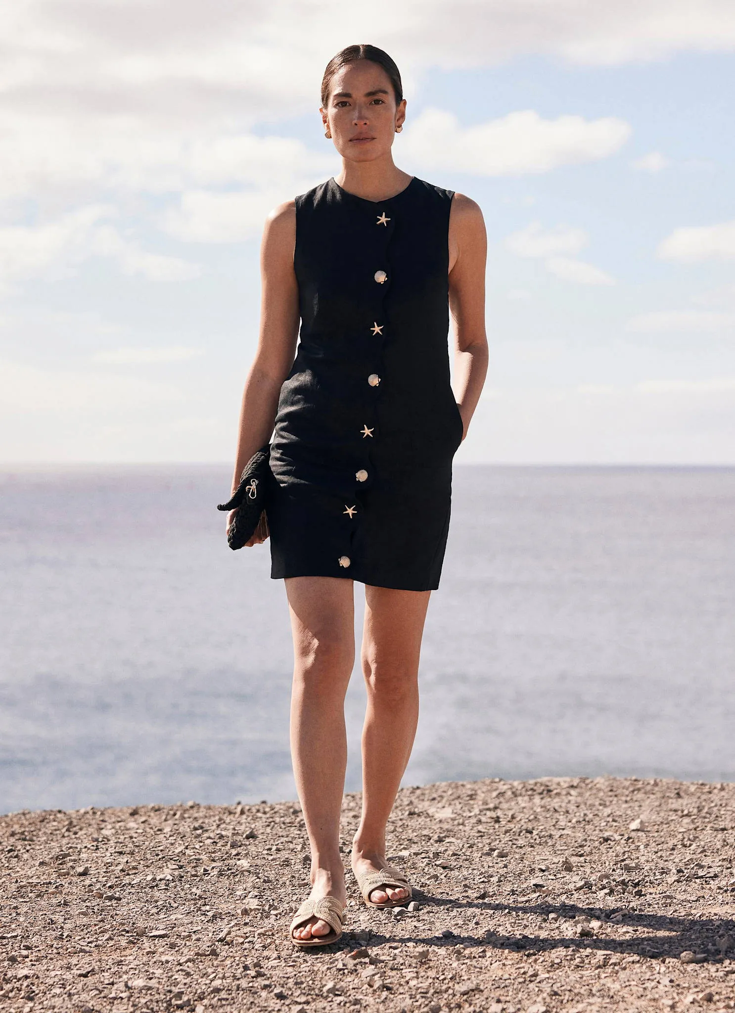 Black Linen Starfish Mini Dress sold by Mint Velvet