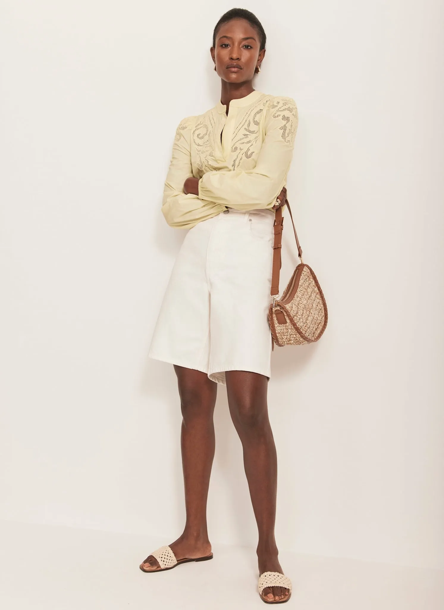 White Longline Denim Shorts sold by Mint Velvet product image thumbnail 2