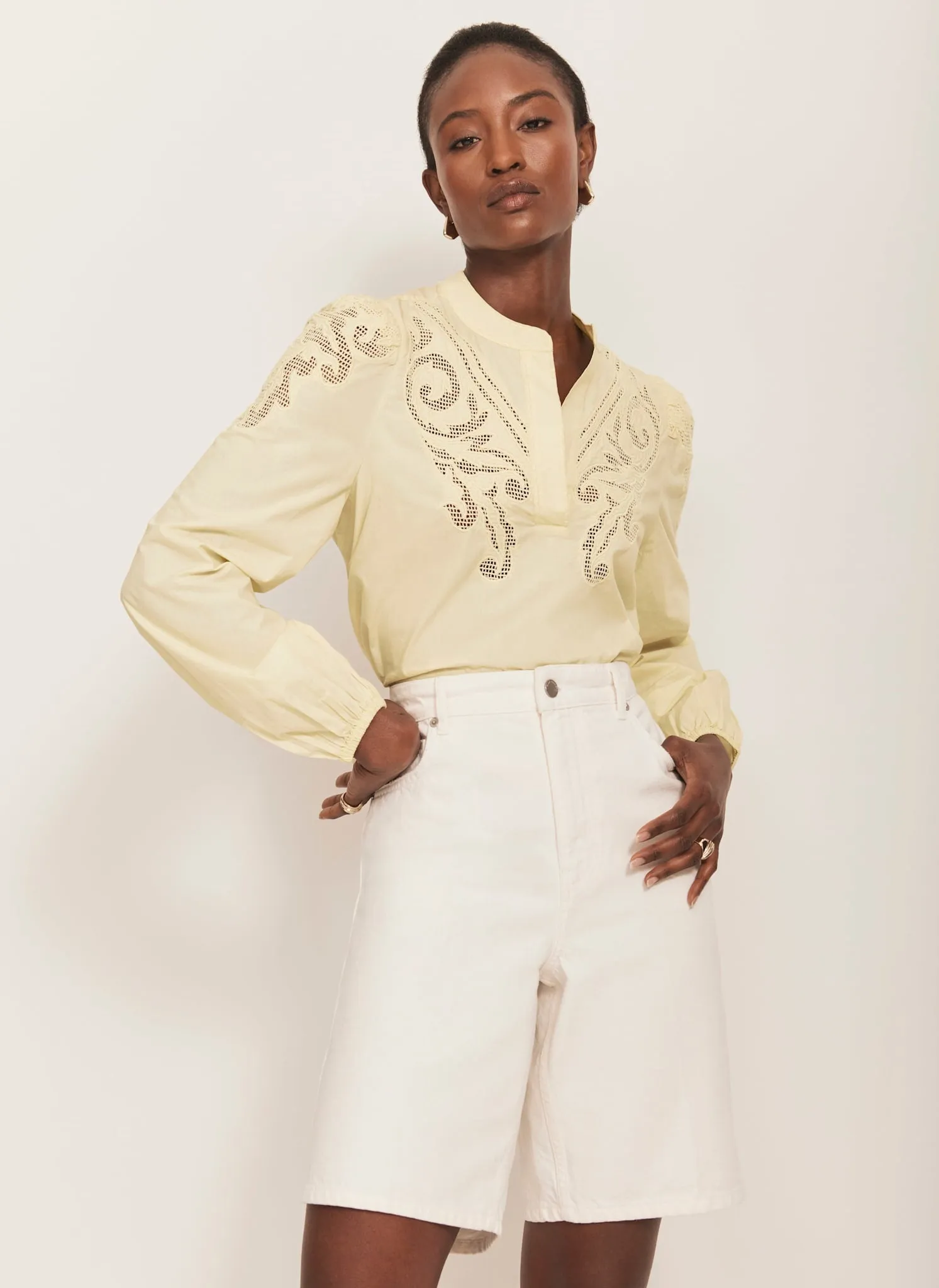 White Longline Denim Shorts sold by Mint Velvet product image thumbnail 4