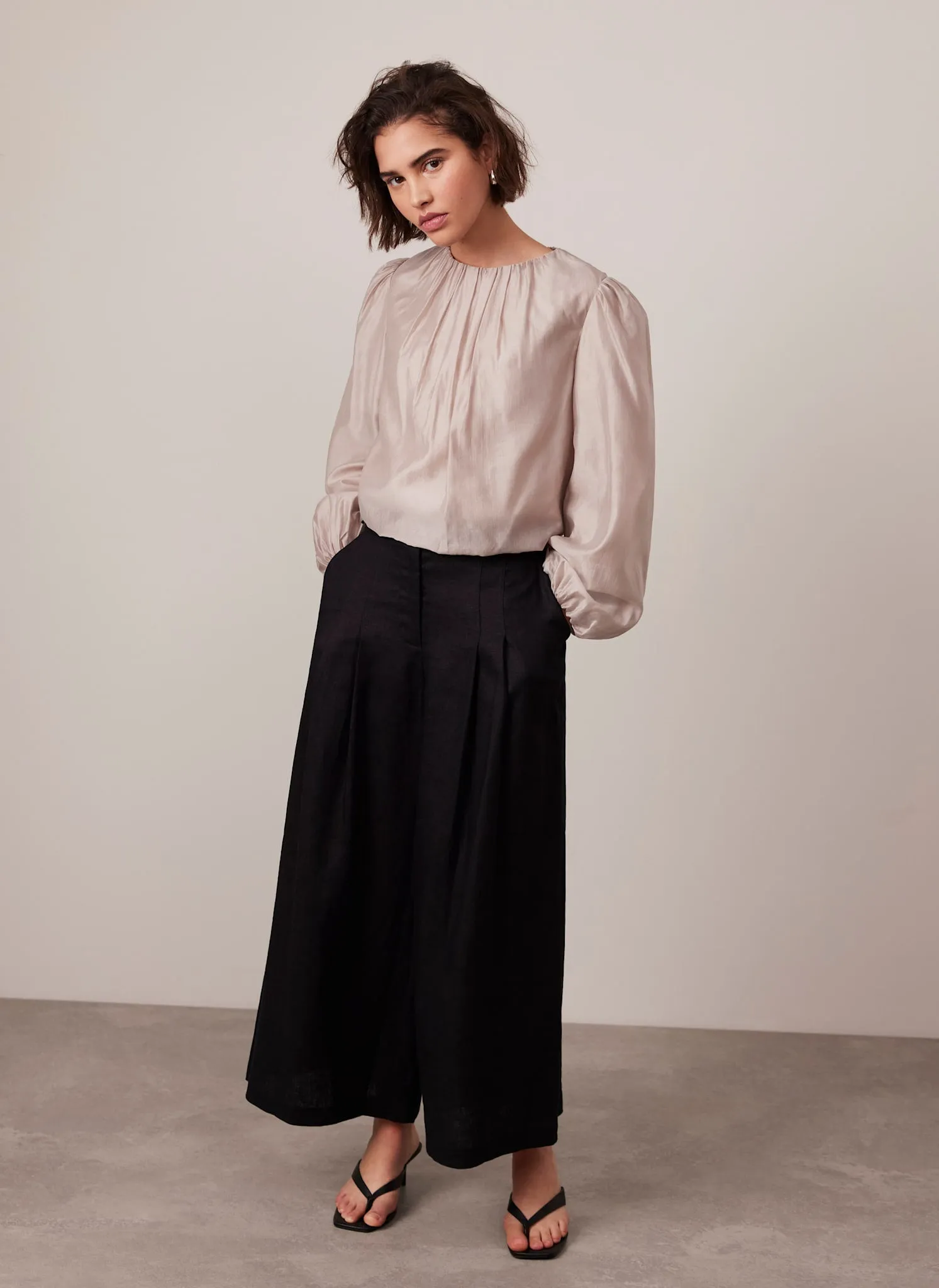 Neutral Sheer Puff Sleeve Blouse sold by Mint Velvet product image thumbnail 3