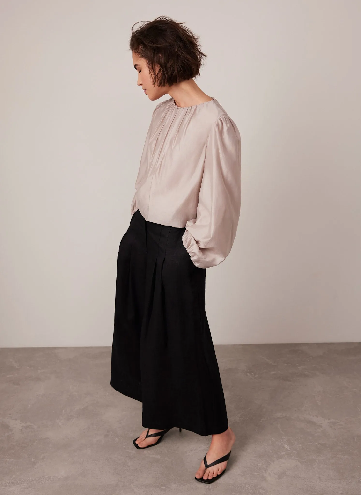 Neutral Sheer Puff Sleeve Blouse sold by Mint Velvet product image thumbnail 5