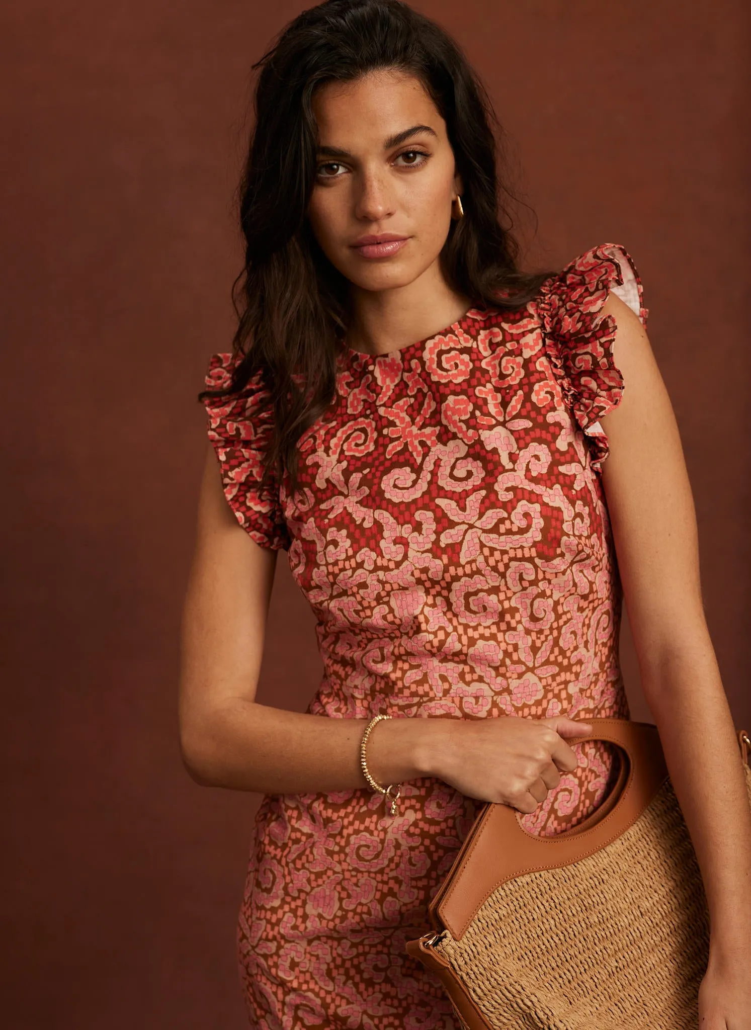 Orange Printed Midi Dress sold by Mint Velvet product image thumbnail 3