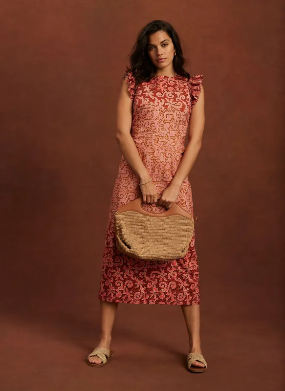 Orange Printed Midi Dress sold by Mint Velvet