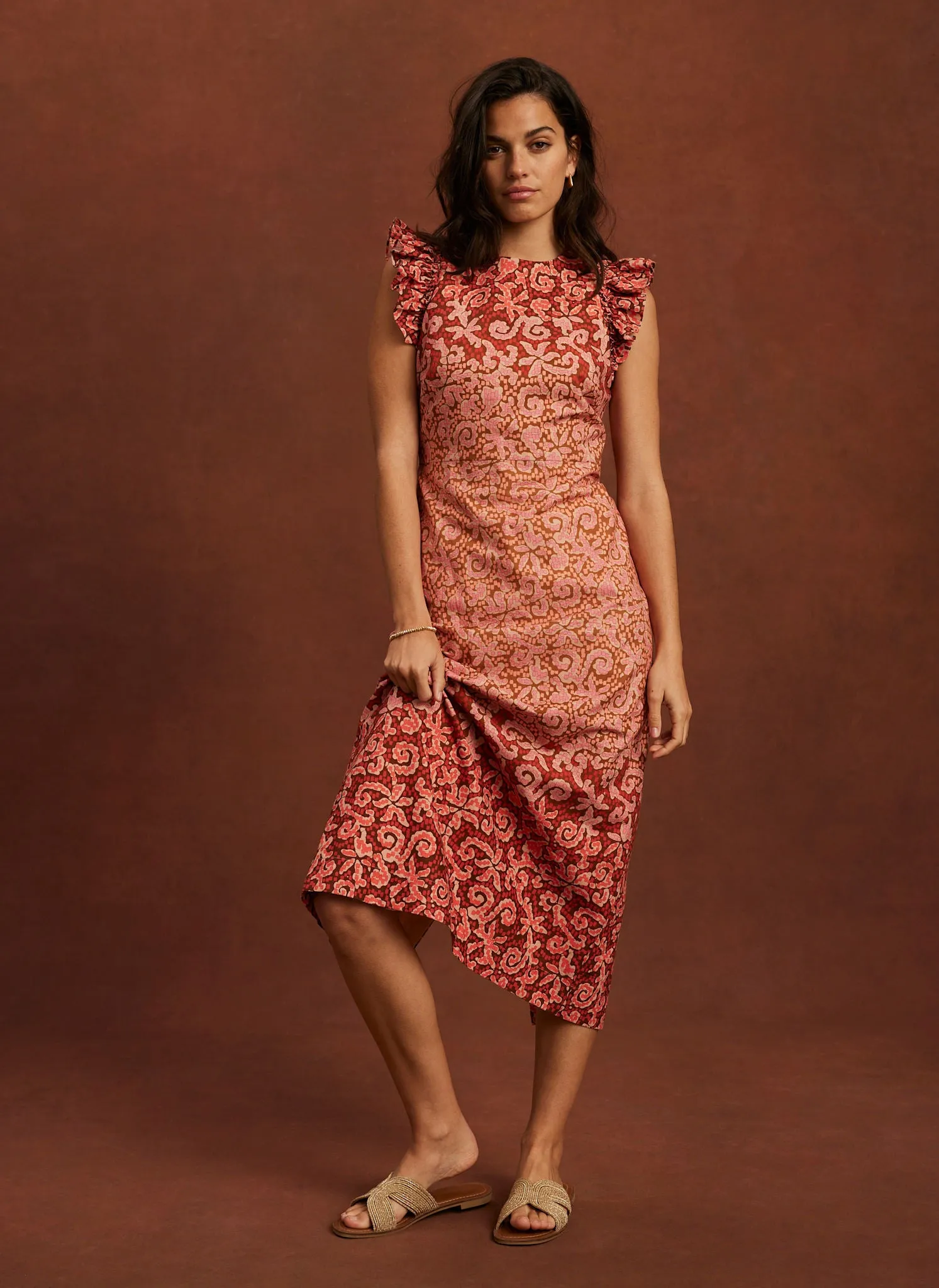 Orange Printed Midi Dress sold by Mint Velvet product image thumbnail 4