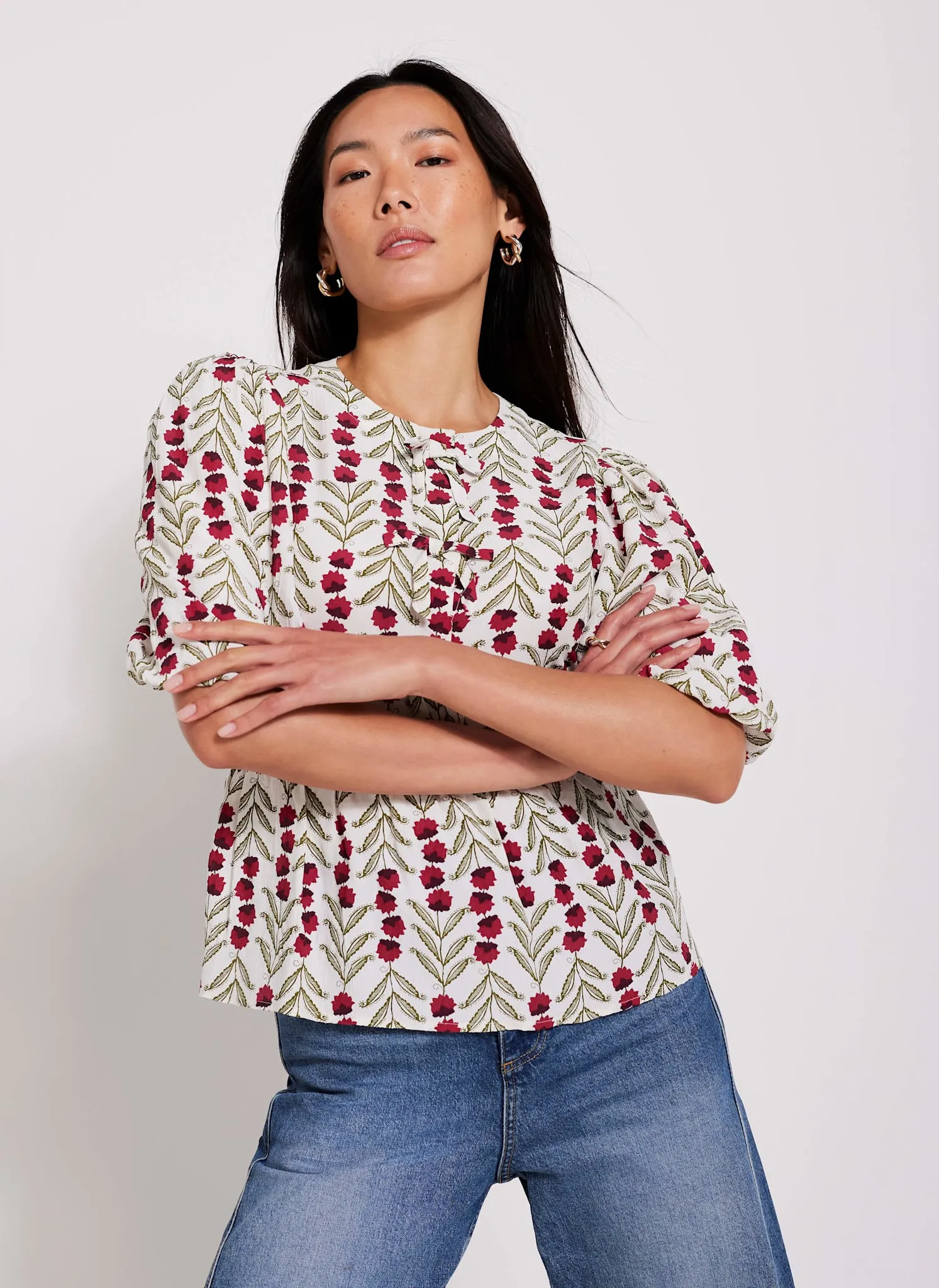 Neutral Floral Print Top sold by Mint Velvet