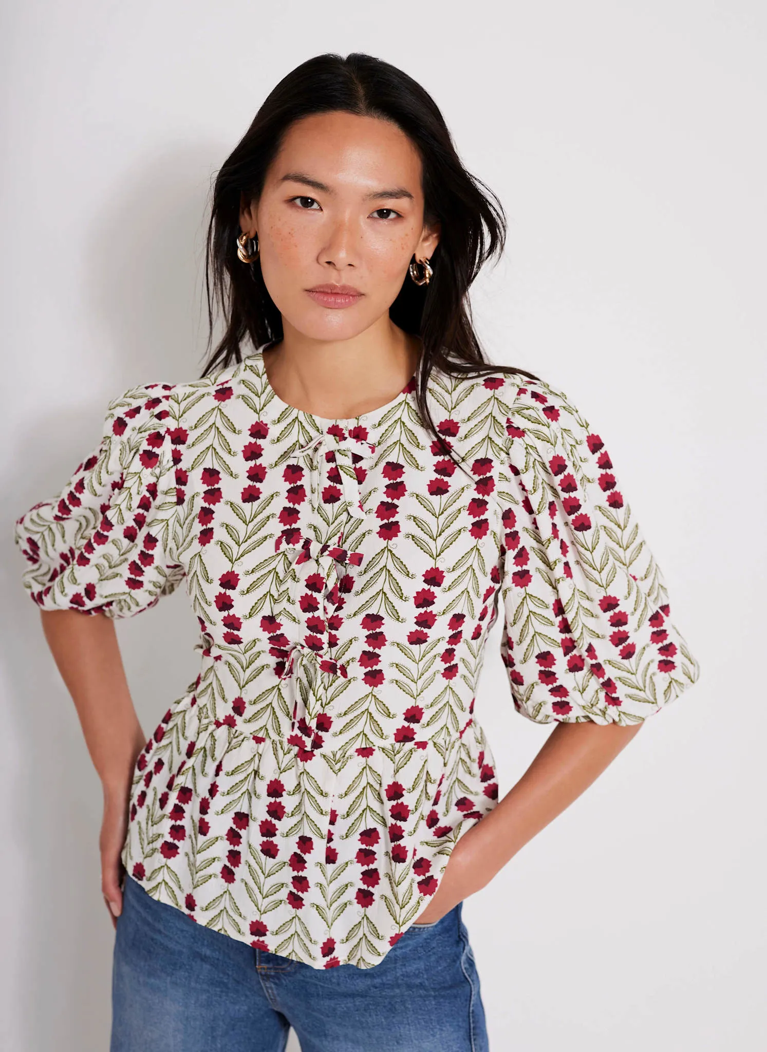 Neutral Floral Print Top sold by Mint Velvet product image thumbnail 3