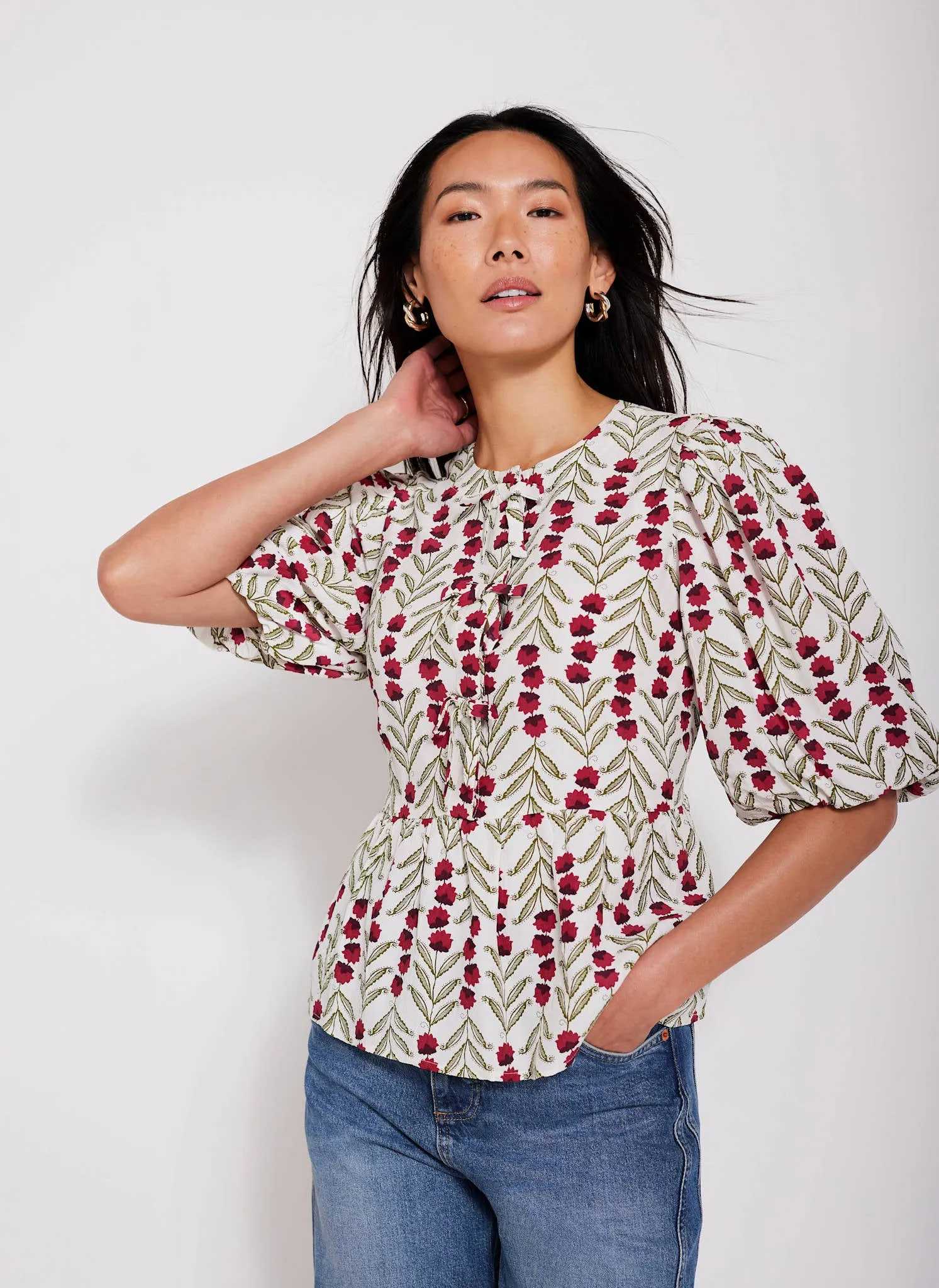 Neutral Floral Print Top sold by Mint Velvet product image thumbnail 5