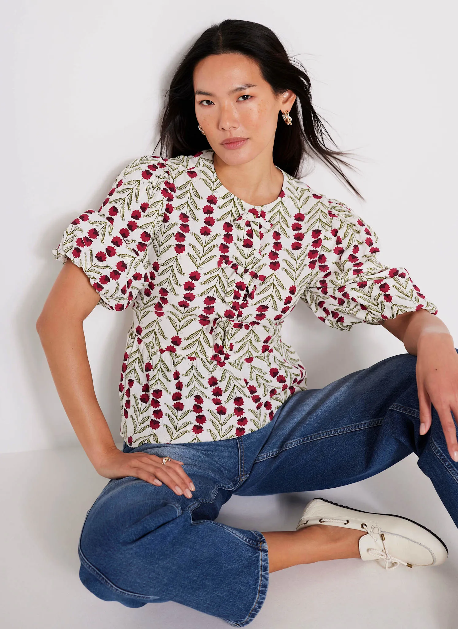 Neutral Floral Print Top sold by Mint Velvet product image thumbnail 2