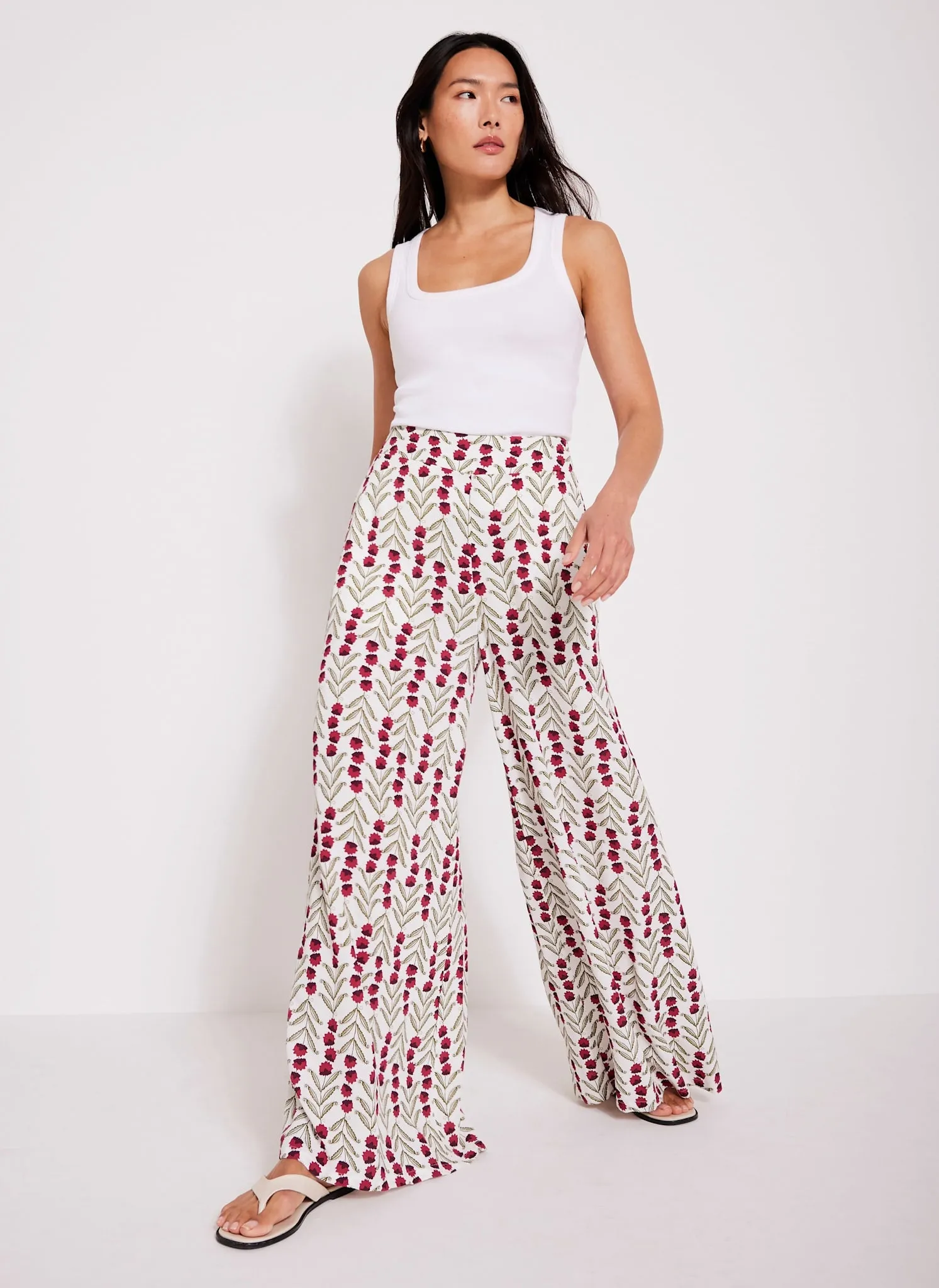Neutral Floral Print Wide Leg Trousers sold by Mint Velvet