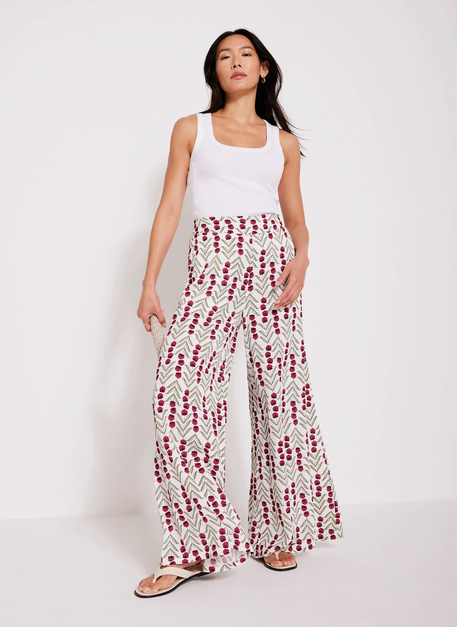 Neutral Floral Print Wide Leg Trousers sold by Mint Velvet product image thumbnail 3