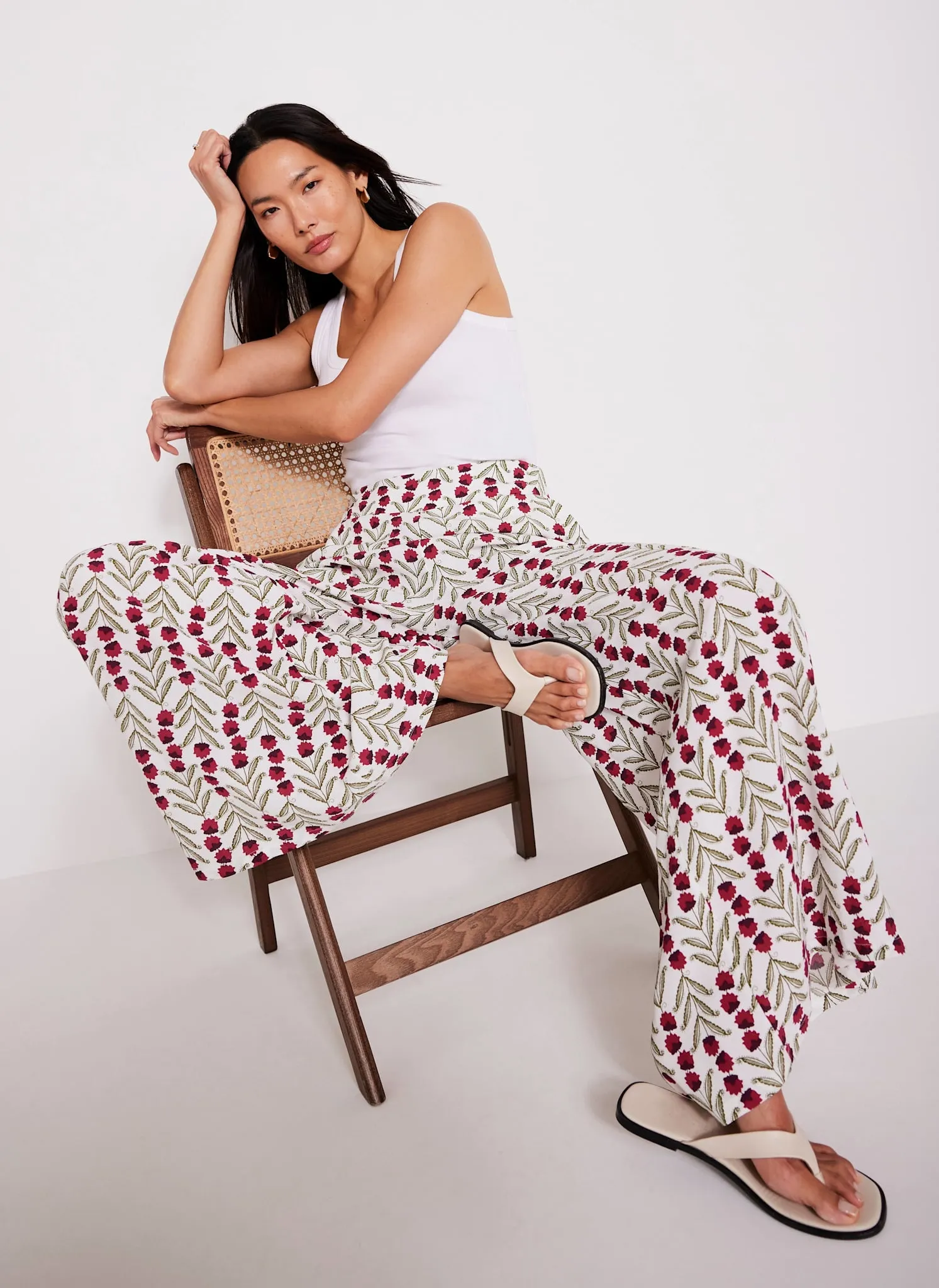 Neutral Floral Print Wide Leg Trousers sold by Mint Velvet product image thumbnail 2