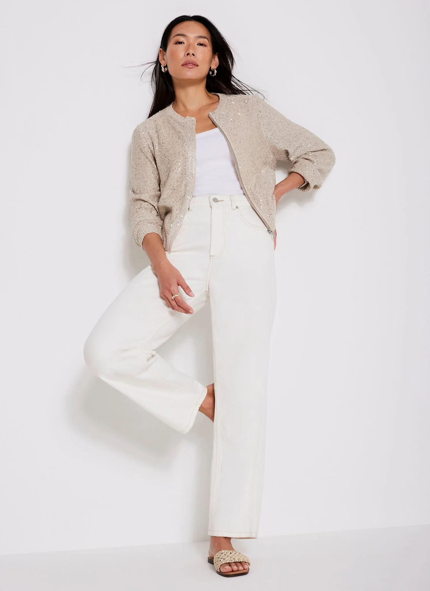 Neutral Sequin Knit Cardigan sold by Mint Velvet product image thumbnail 3