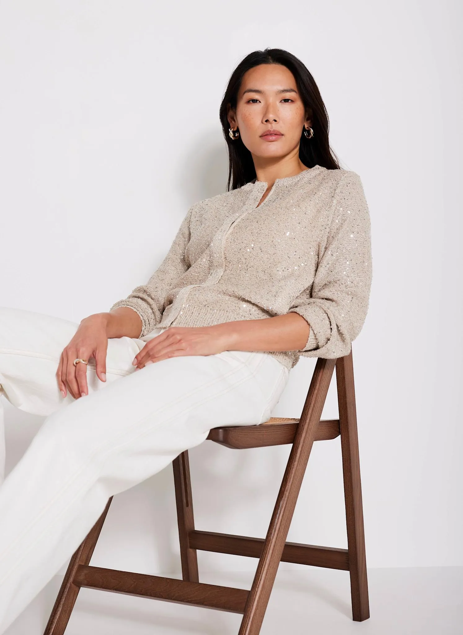 Neutral Sequin Knit Cardigan sold by Mint Velvet product image thumbnail 5