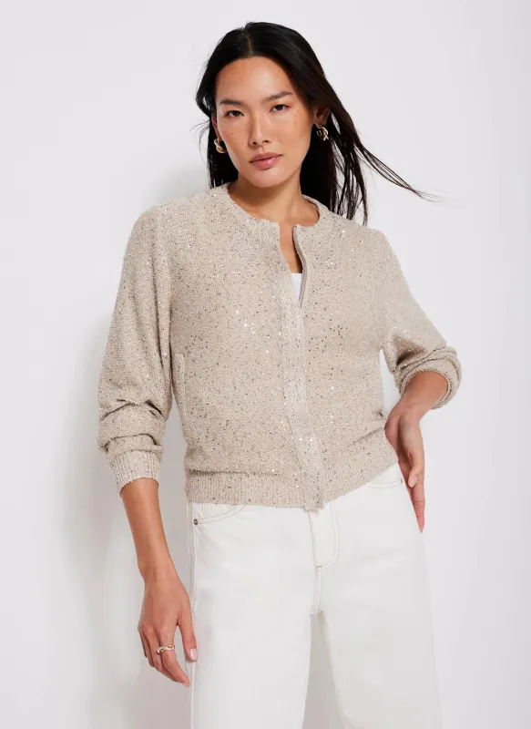 Neutral Sequin Knit Cardigan sold by Mint Velvet