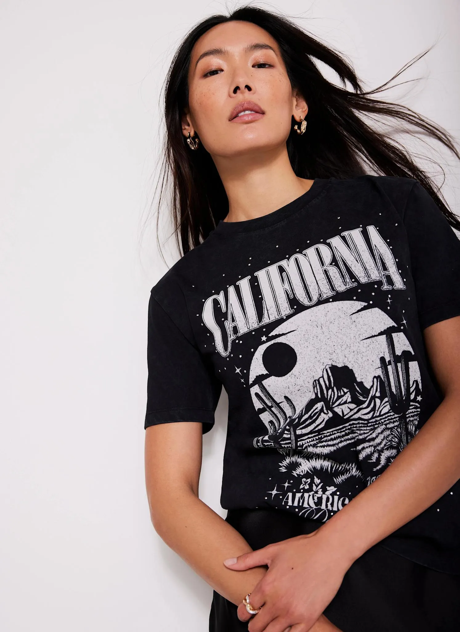 Black California Graphic Cotton T-Shirt sold by Mint Velvet product image thumbnail 2