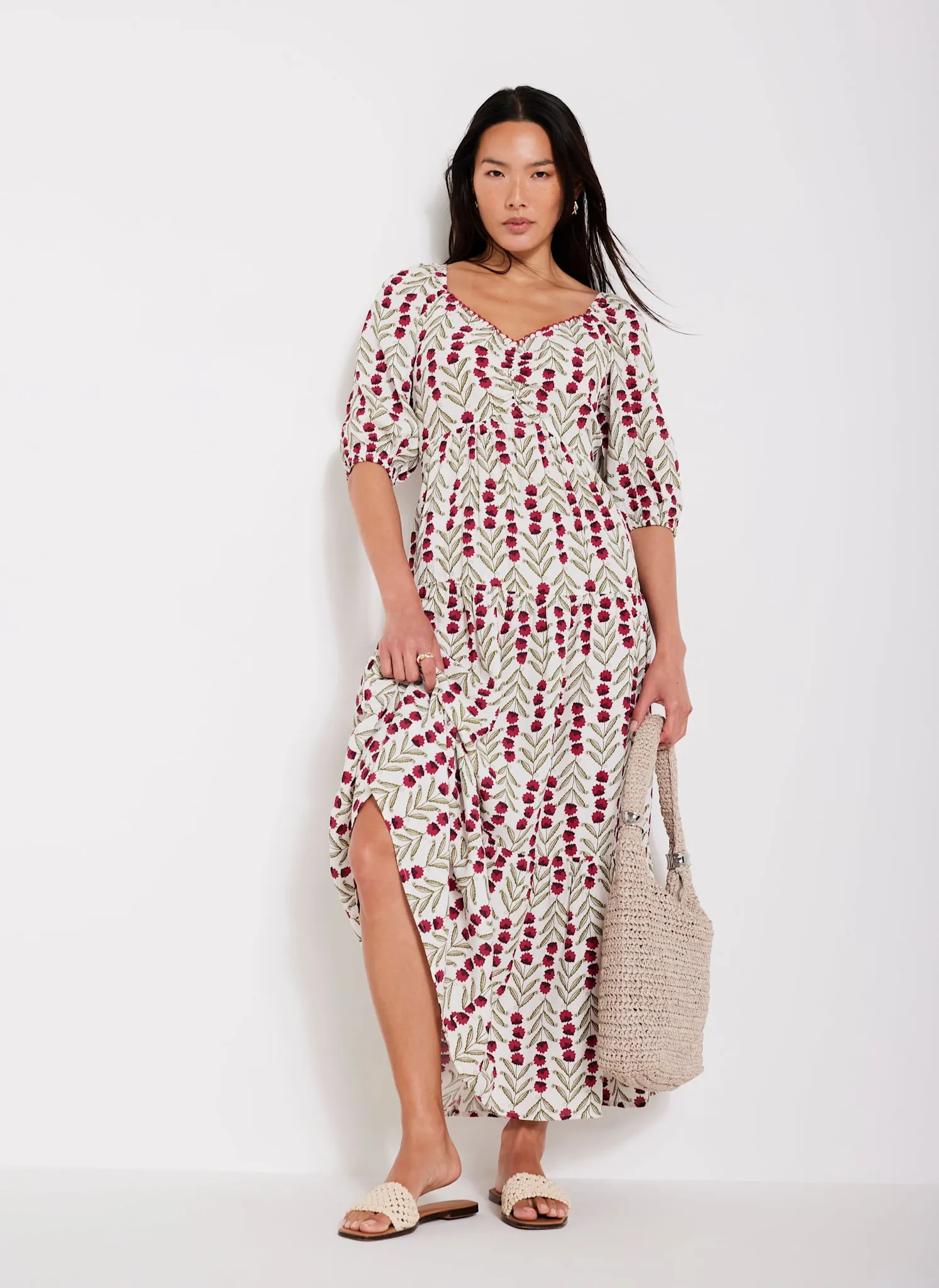 Neutral Floral Print Maxi Dress sold by Mint Velvet