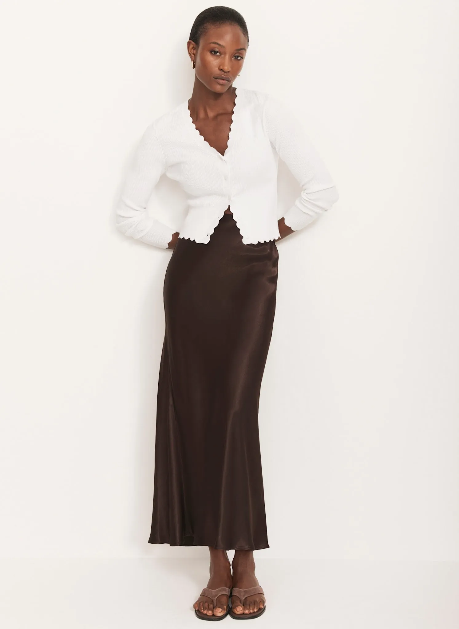 Brown Satin Slip Midi Skirt sold by Mint Velvet product image thumbnail 2