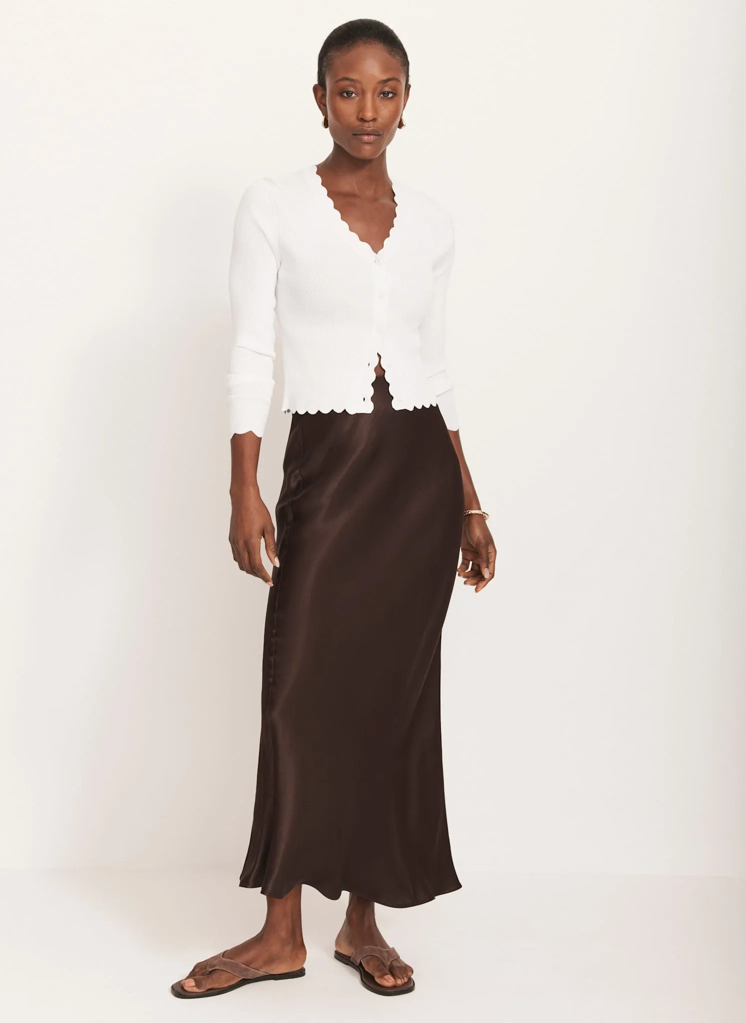 Brown Satin Slip Midi Skirt sold by Mint Velvet product image thumbnail 5