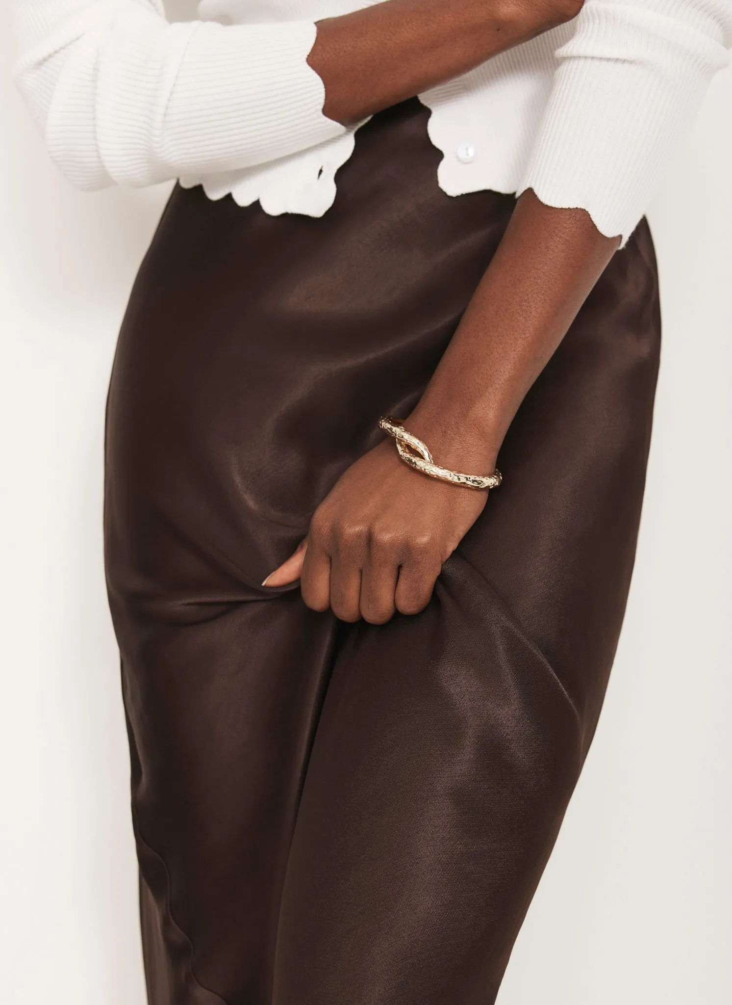 Brown Satin Slip Midi Skirt sold by Mint Velvet product image thumbnail 4