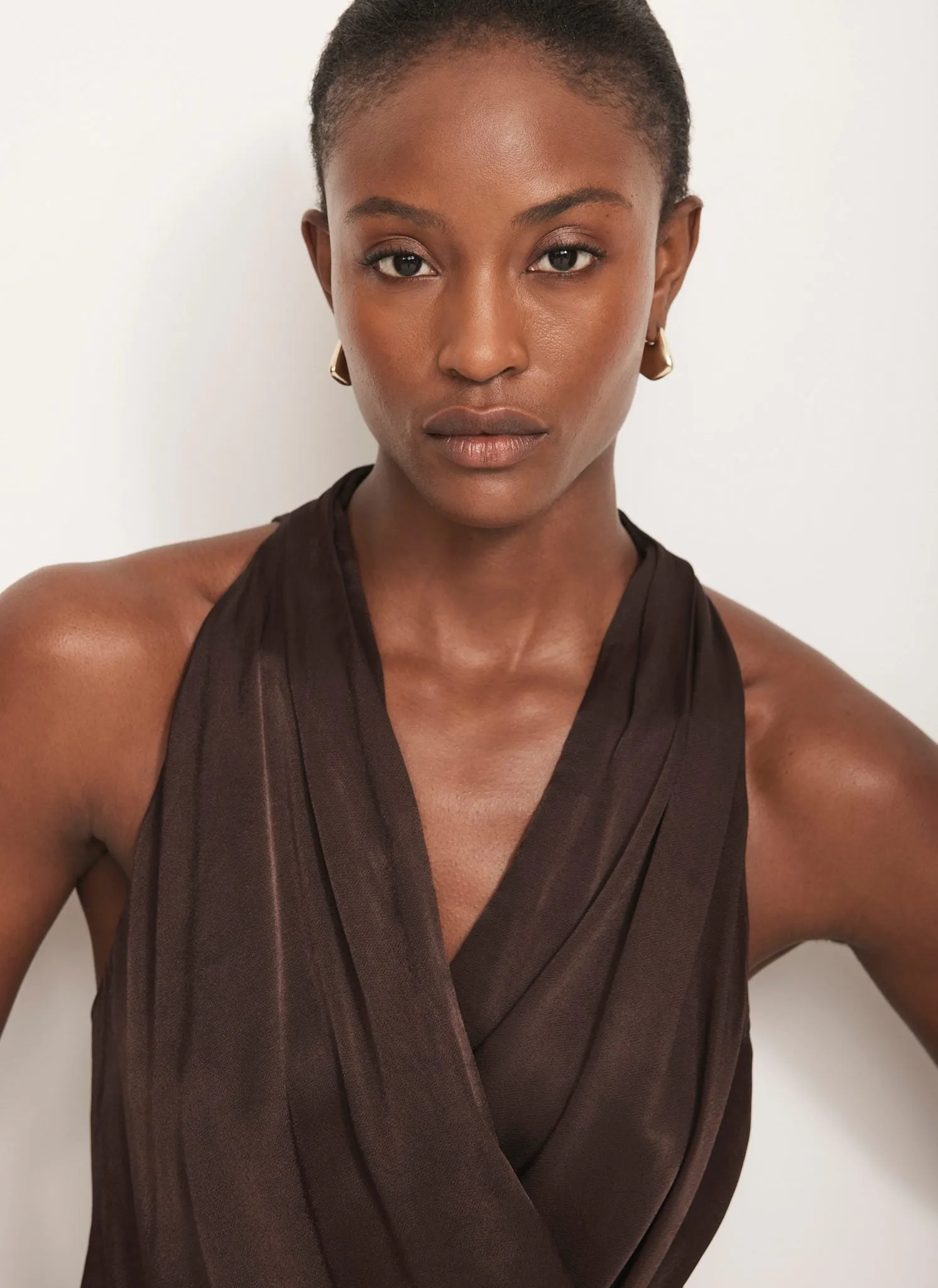 Brown Satin Wrap Top sold by Mint Velvet product image thumbnail 4