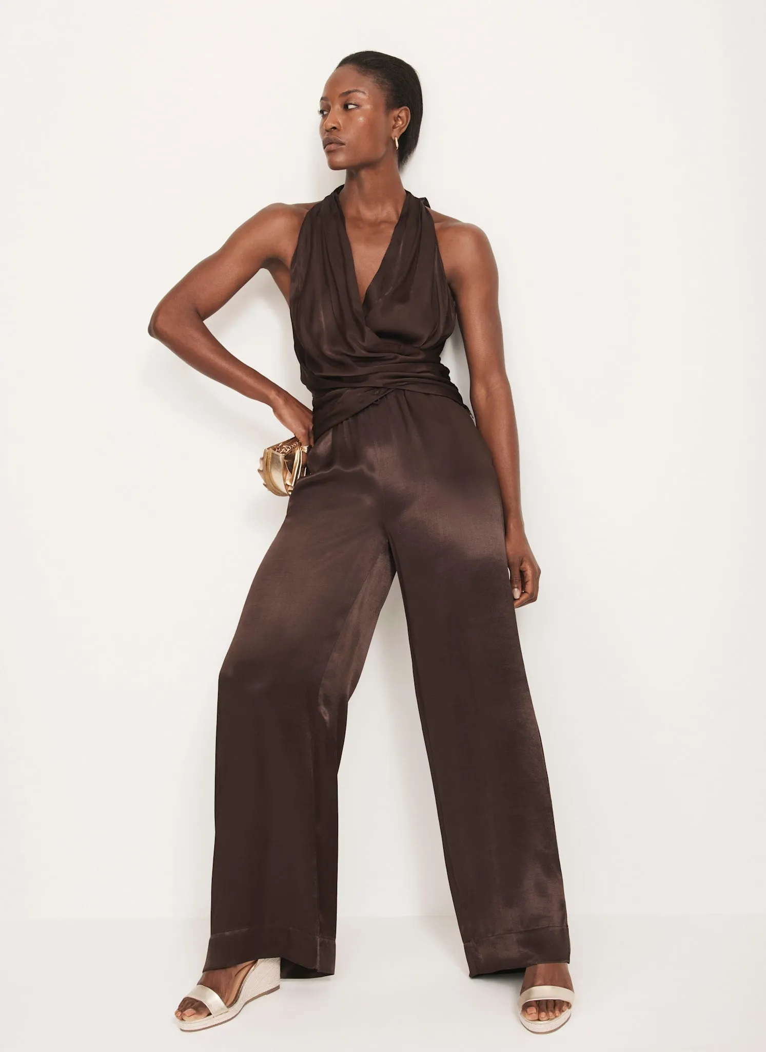 Brown Satin Wrap Top sold by Mint Velvet product image thumbnail 3