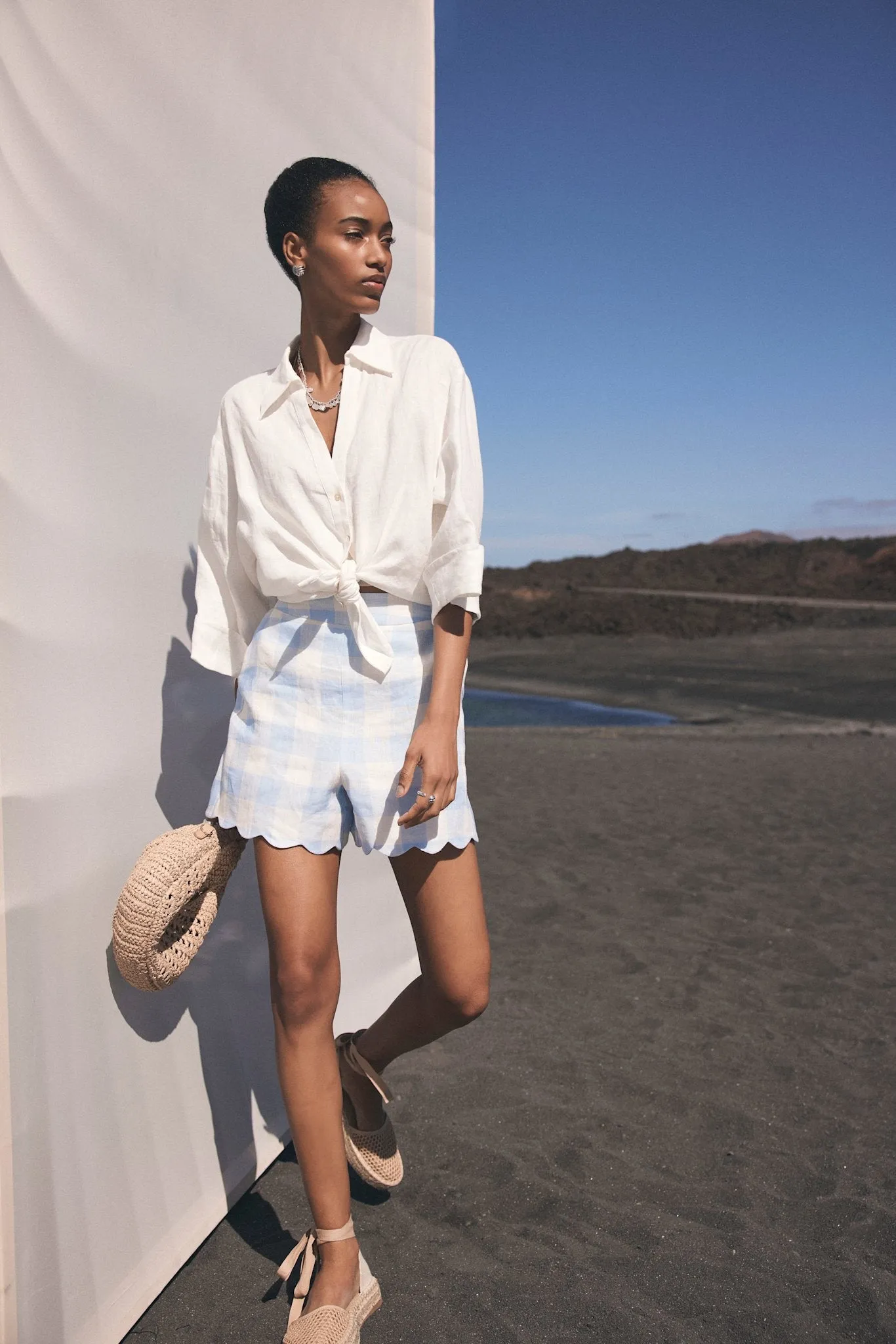 Blue Gingham Linen Shorts sold by Mint Velvet product image thumbnail 2