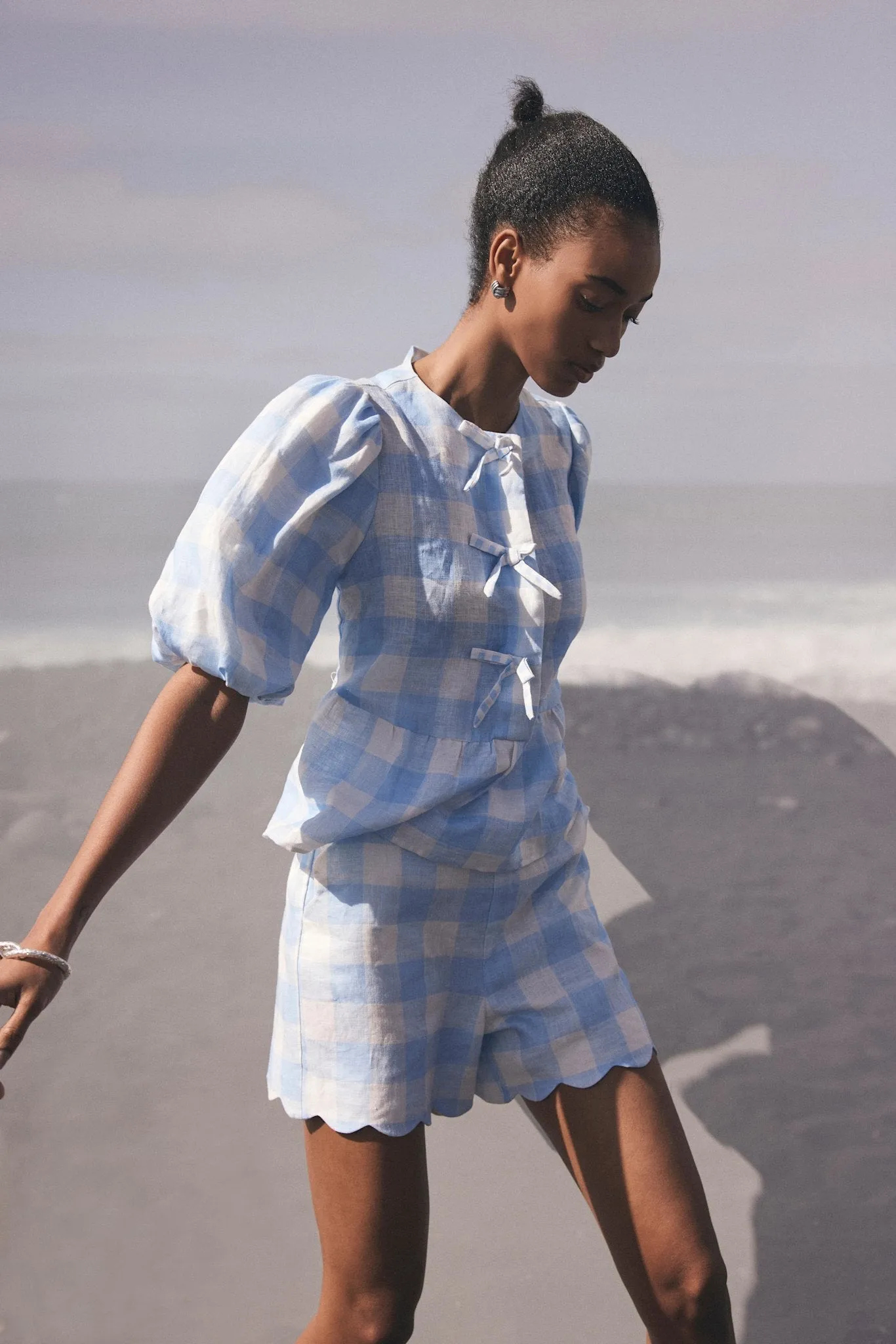 Blue Gingham Linen Shorts sold by Mint Velvet product image thumbnail 5