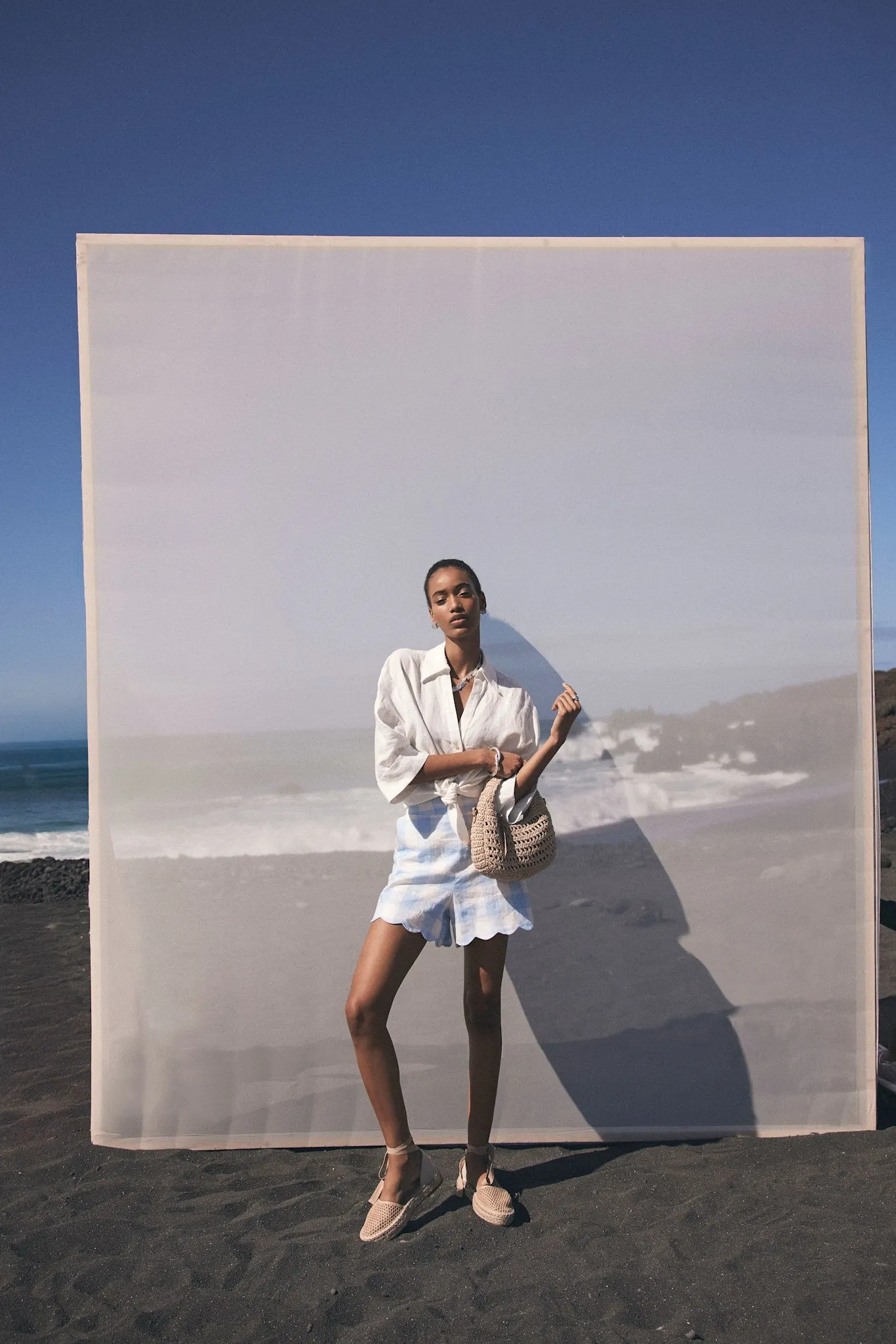 Blue Gingham Linen Shorts sold by Mint Velvet product image thumbnail 4