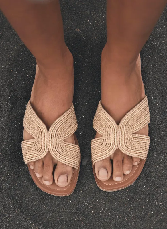 Darcie Gold Rope Flat Sandals sold by Mint Velvet