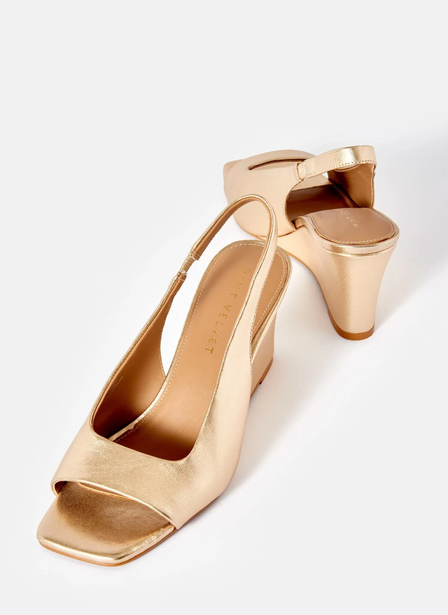 Sasha Gold Leather Wedge Heels sold by Mint Velvet product image thumbnail 2