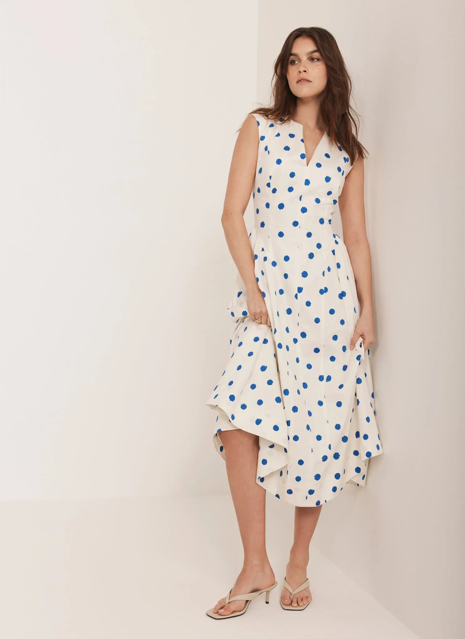 Cream Polka Dot Midi Dress sold by Mint Velvet product image thumbnail 2