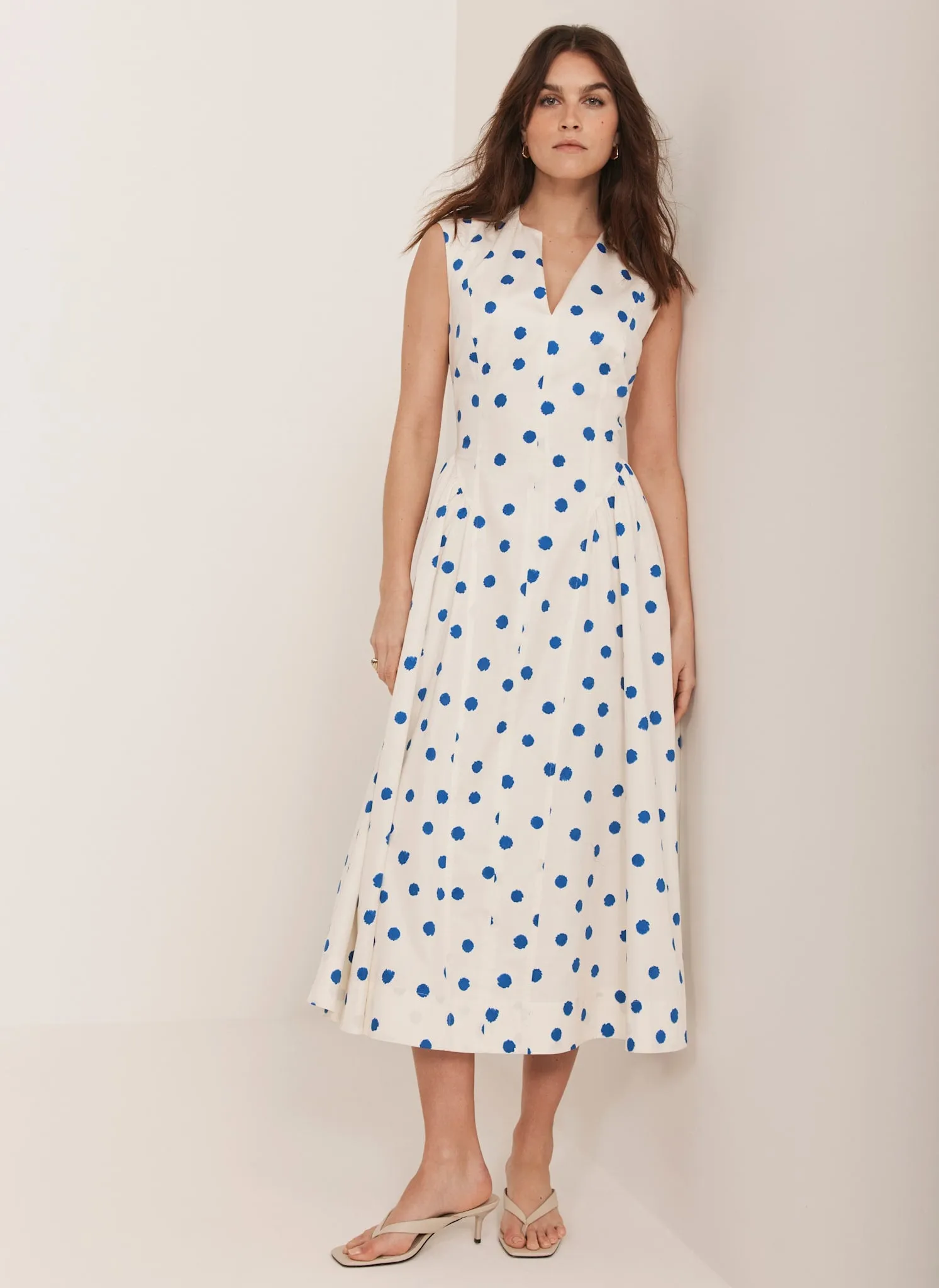Cream Polka Dot Midi Dress sold by Mint Velvet product image thumbnail 5