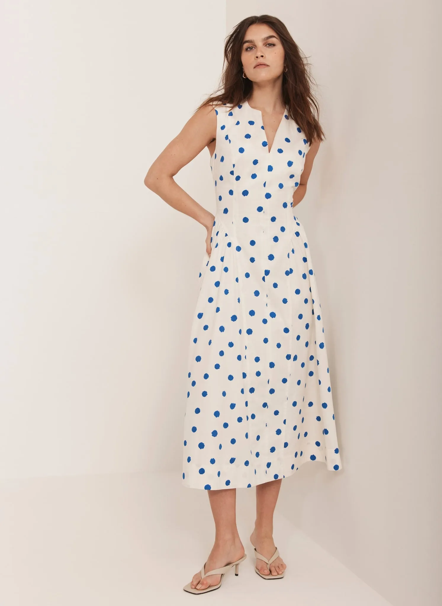 Cream Polka Dot Midi Dress sold by Mint Velvet product image thumbnail 3