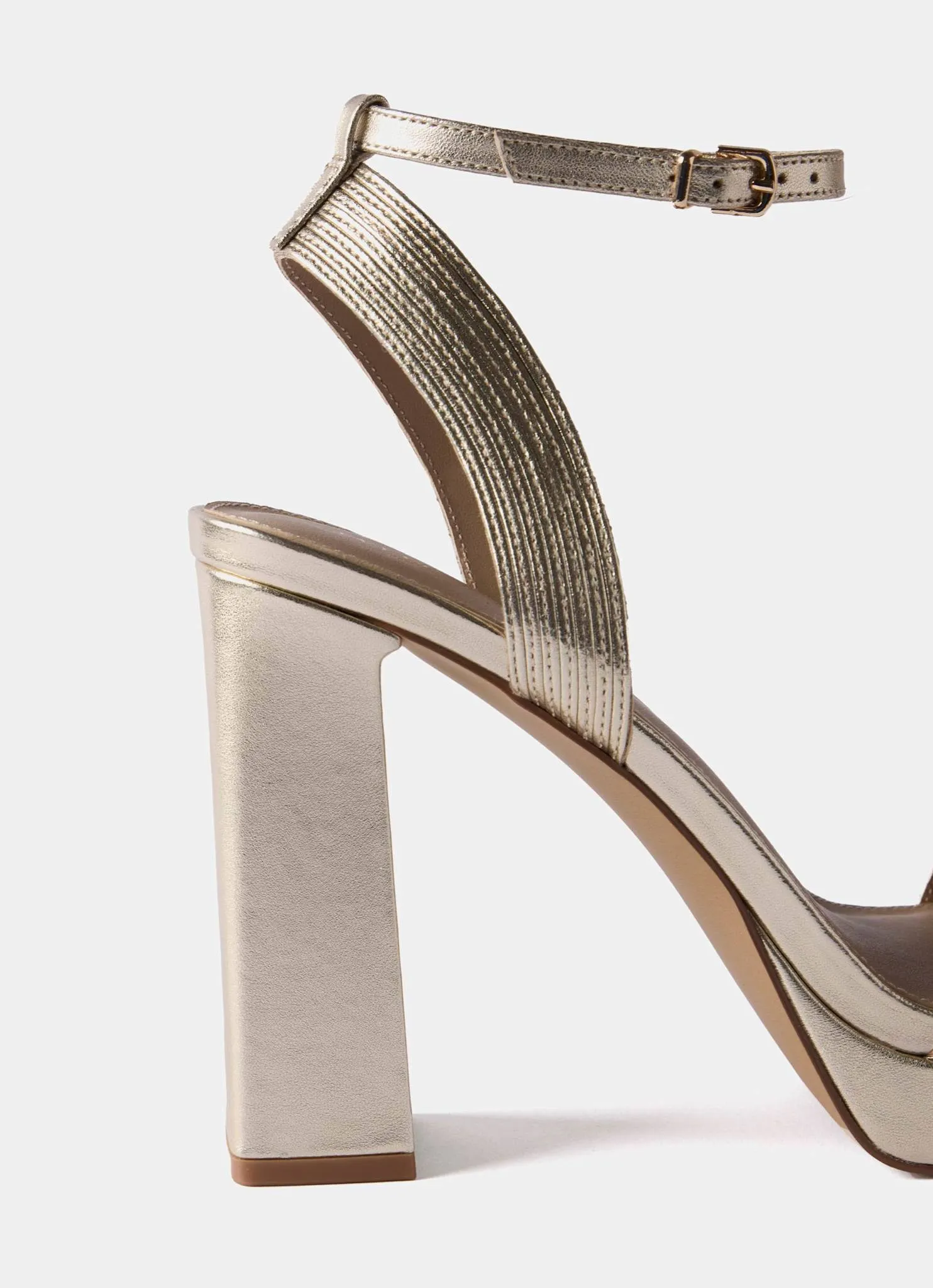 Gold Leather Platform Strappy Heels sold by Mint Velvet product image thumbnail 4