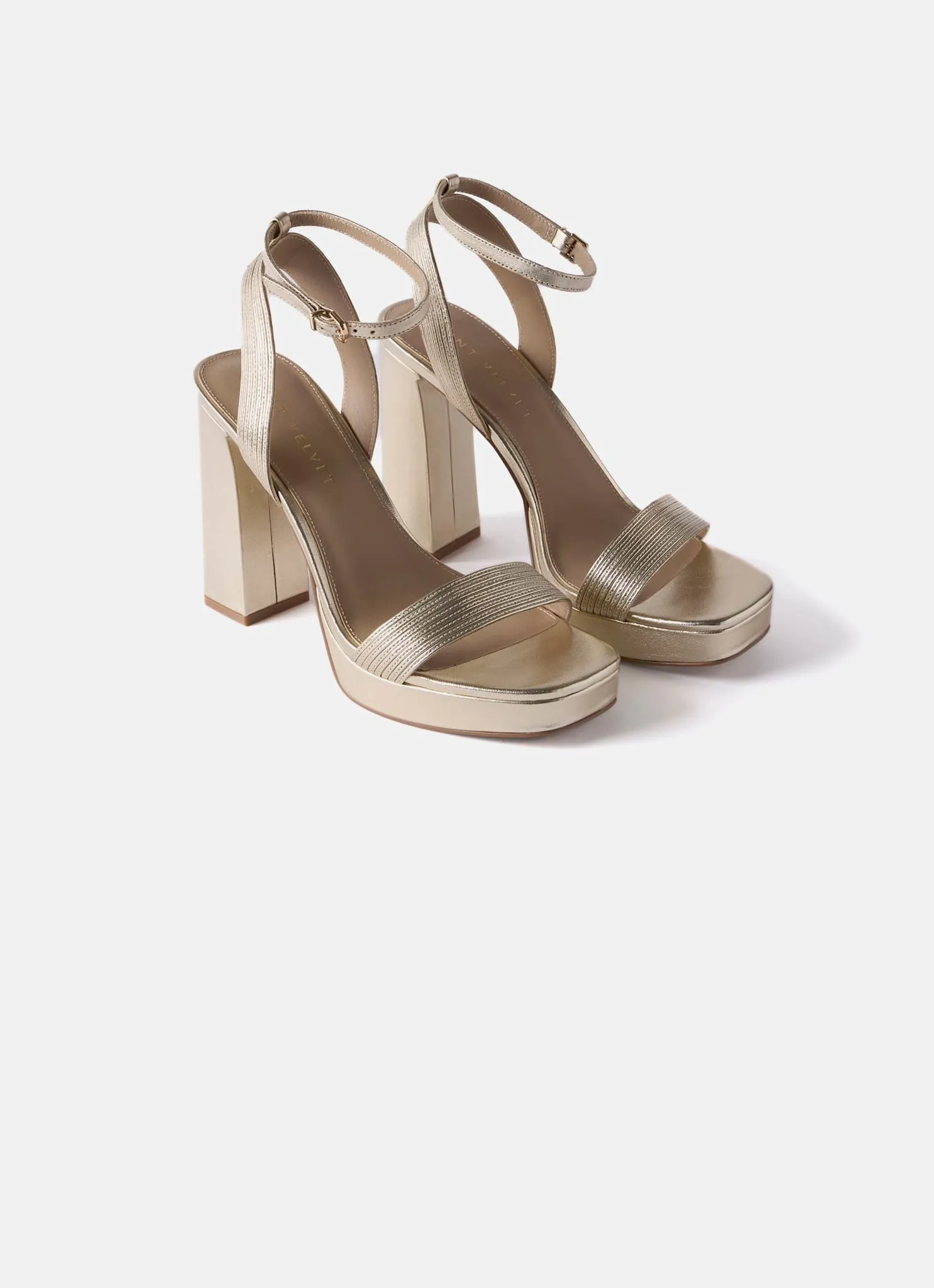 Gold Leather Platform Strappy Heels sold by Mint Velvet product image thumbnail 2