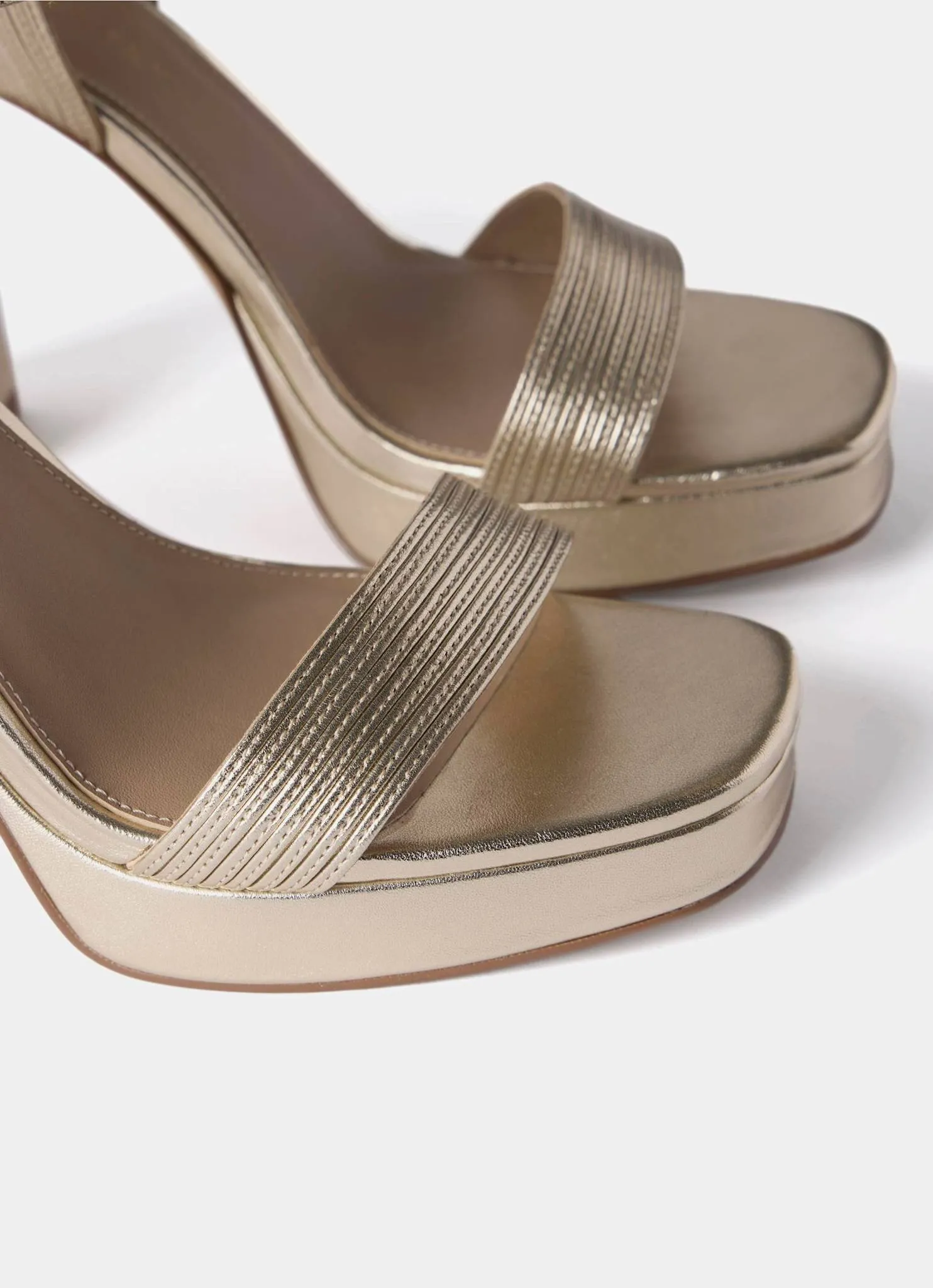 Gold Leather Platform Strappy Heels sold by Mint Velvet product image thumbnail 3