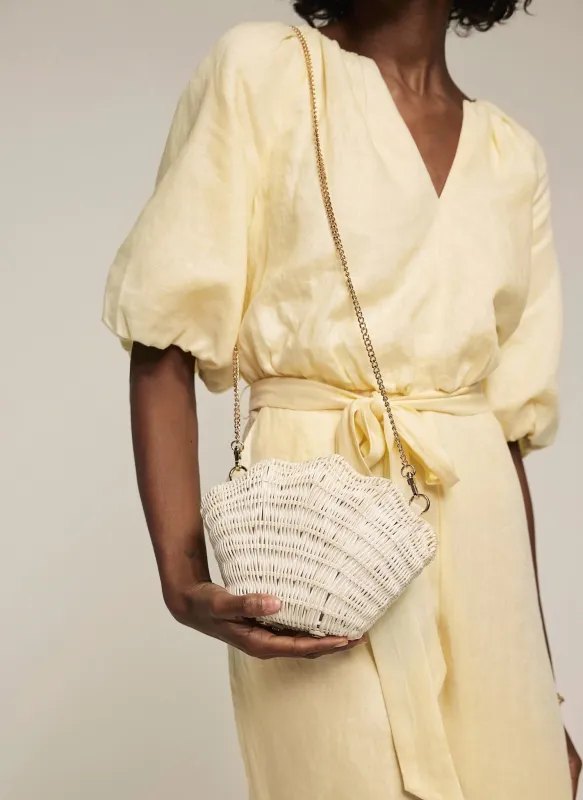 White Structured Shell Clutch Bag sold by Mint Velvet