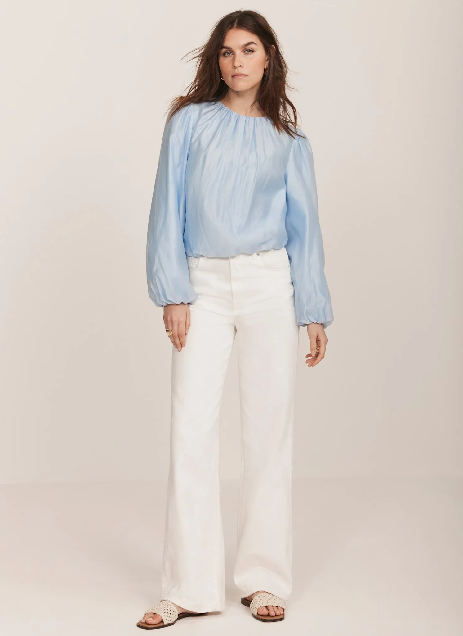 Blue Sheer Puff Sleeve Blouse sold by Mint Velvet product image thumbnail 3