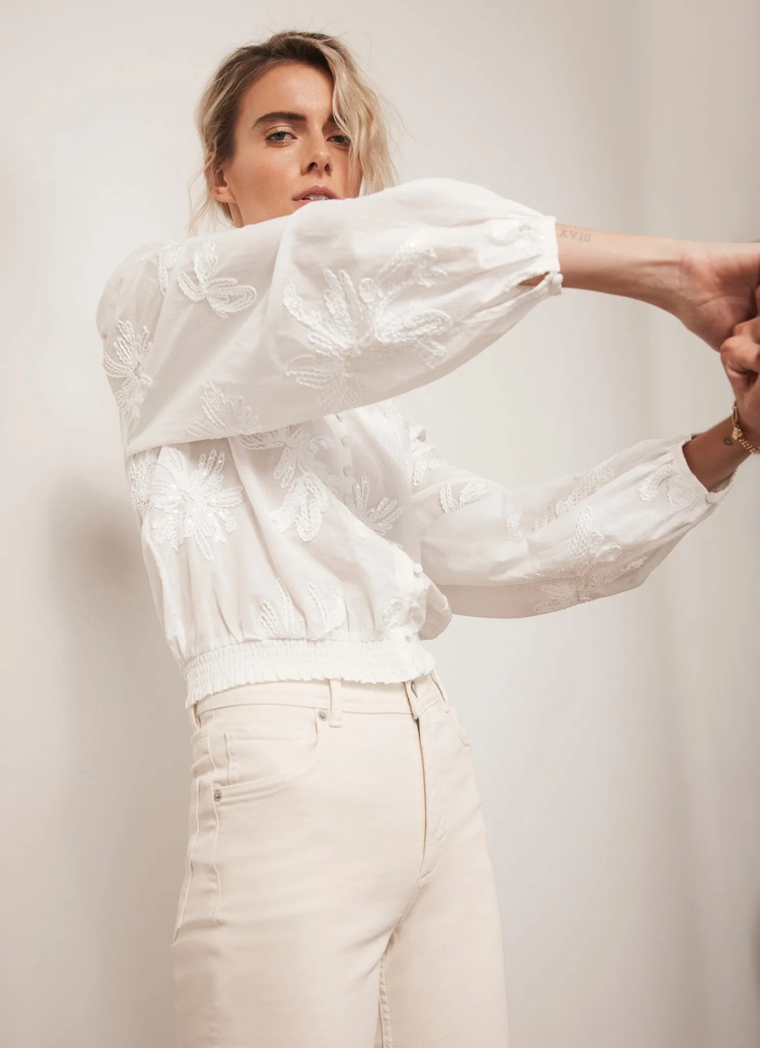 White Floral Sequin Blouse sold by Mint Velvet product image thumbnail 2
