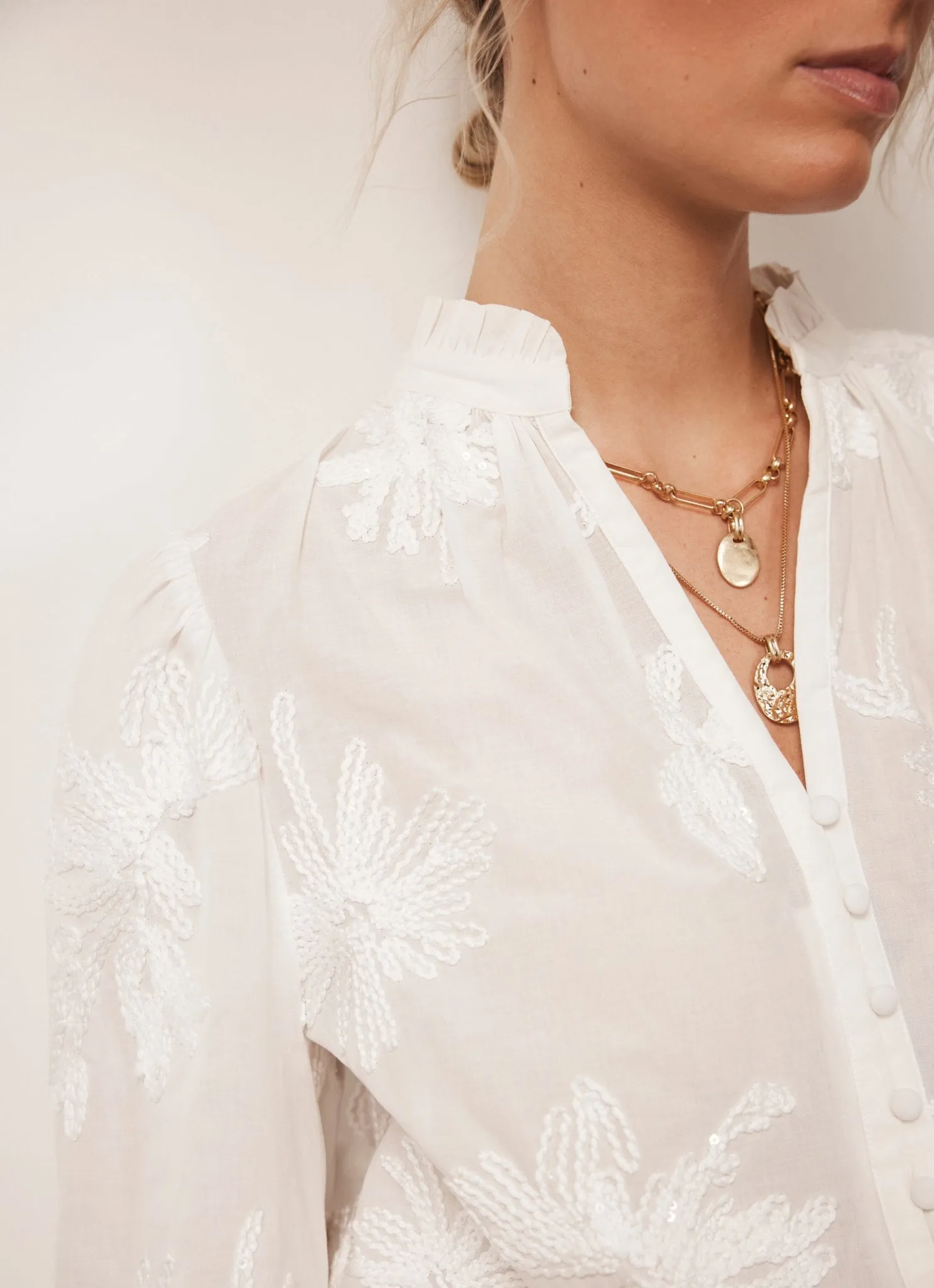 White Floral Sequin Blouse sold by Mint Velvet product image thumbnail 3