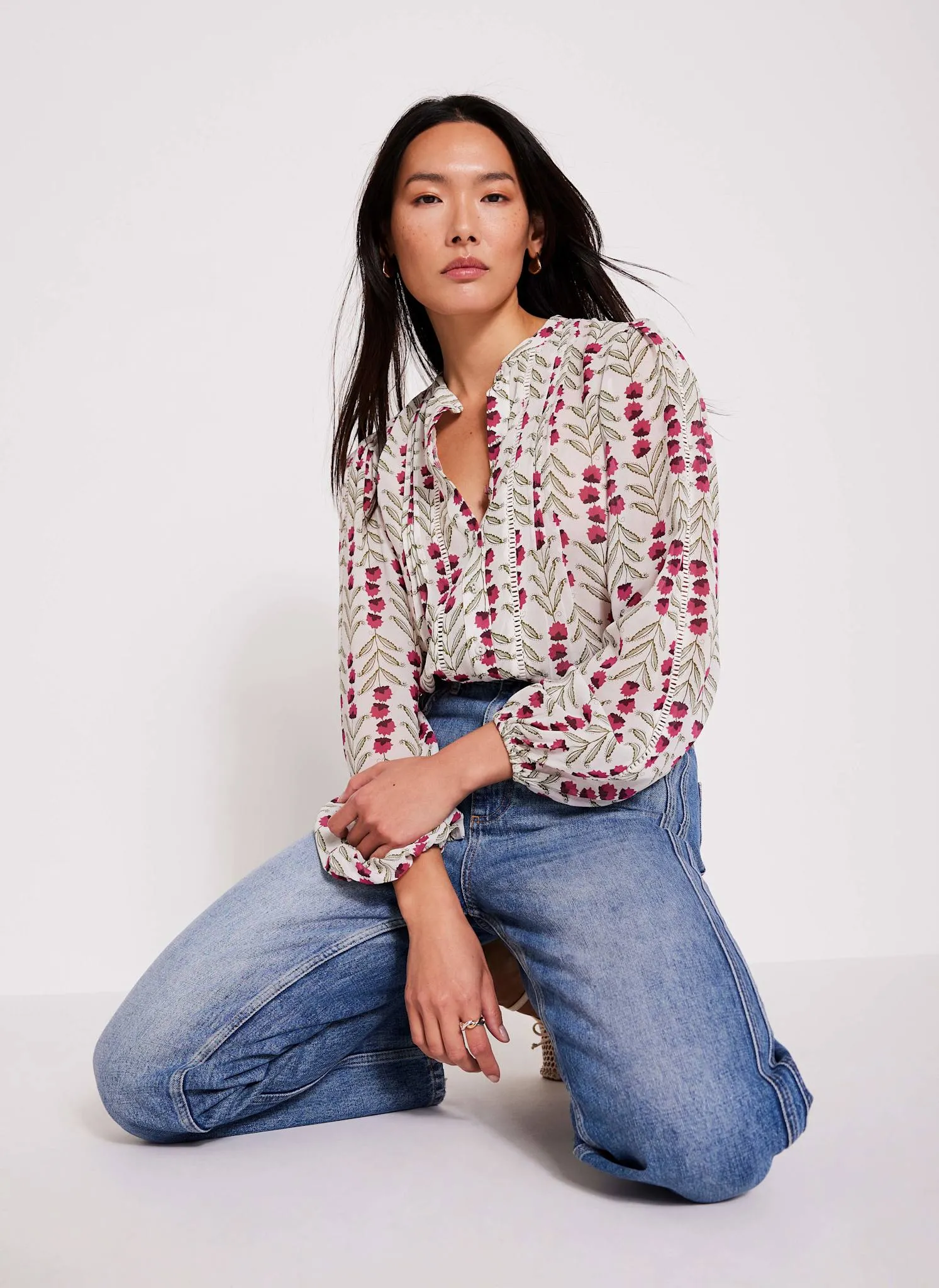 Neutral Floral Print Blouse sold by Mint Velvet product image thumbnail 4