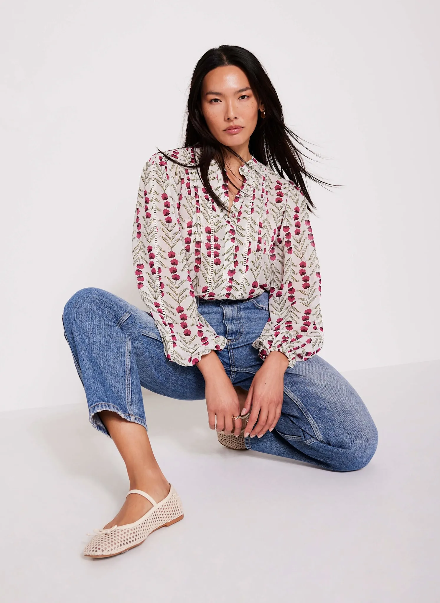 Neutral Floral Print Blouse sold by Mint Velvet