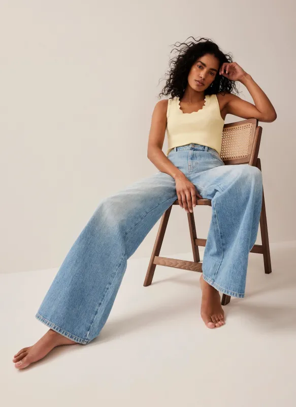 Yellow Scallop Trim Vest sold by Mint Velvet