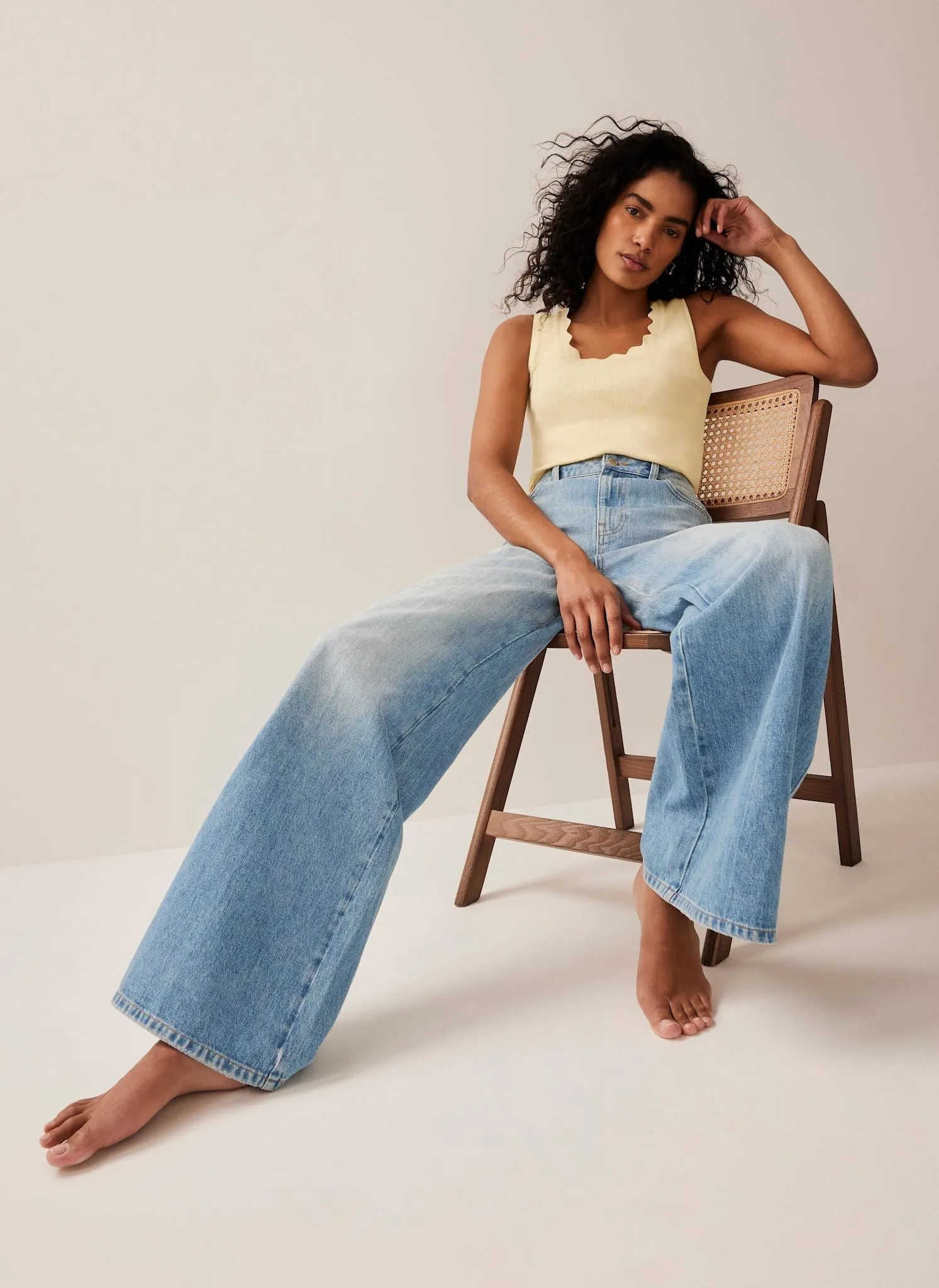 Yellow Scallop Trim Vest sold by Mint Velvet