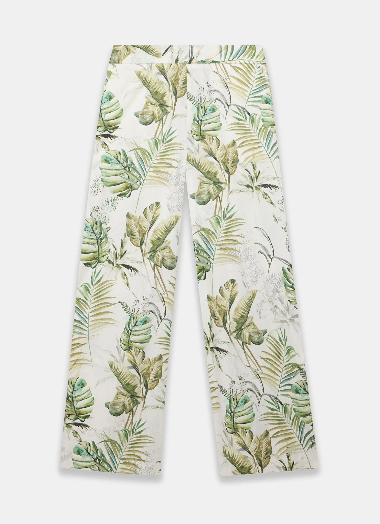 Green Cotton Wide Palm Print Trousers sold by Mint Velvet product image thumbnail 5